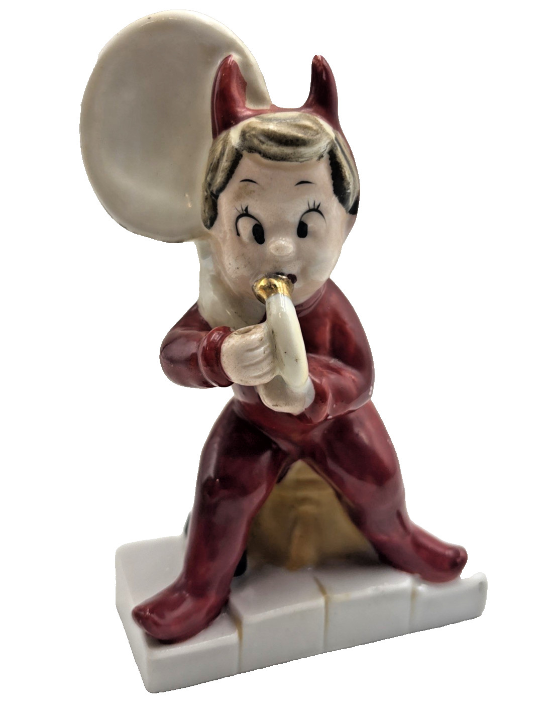 Ardalt Lenwile Devil Playing Tuba Figurine 1950\'s Vintage Ardalt Lenwile Devil Playing Tuba Figurine 1950\'s Vintage