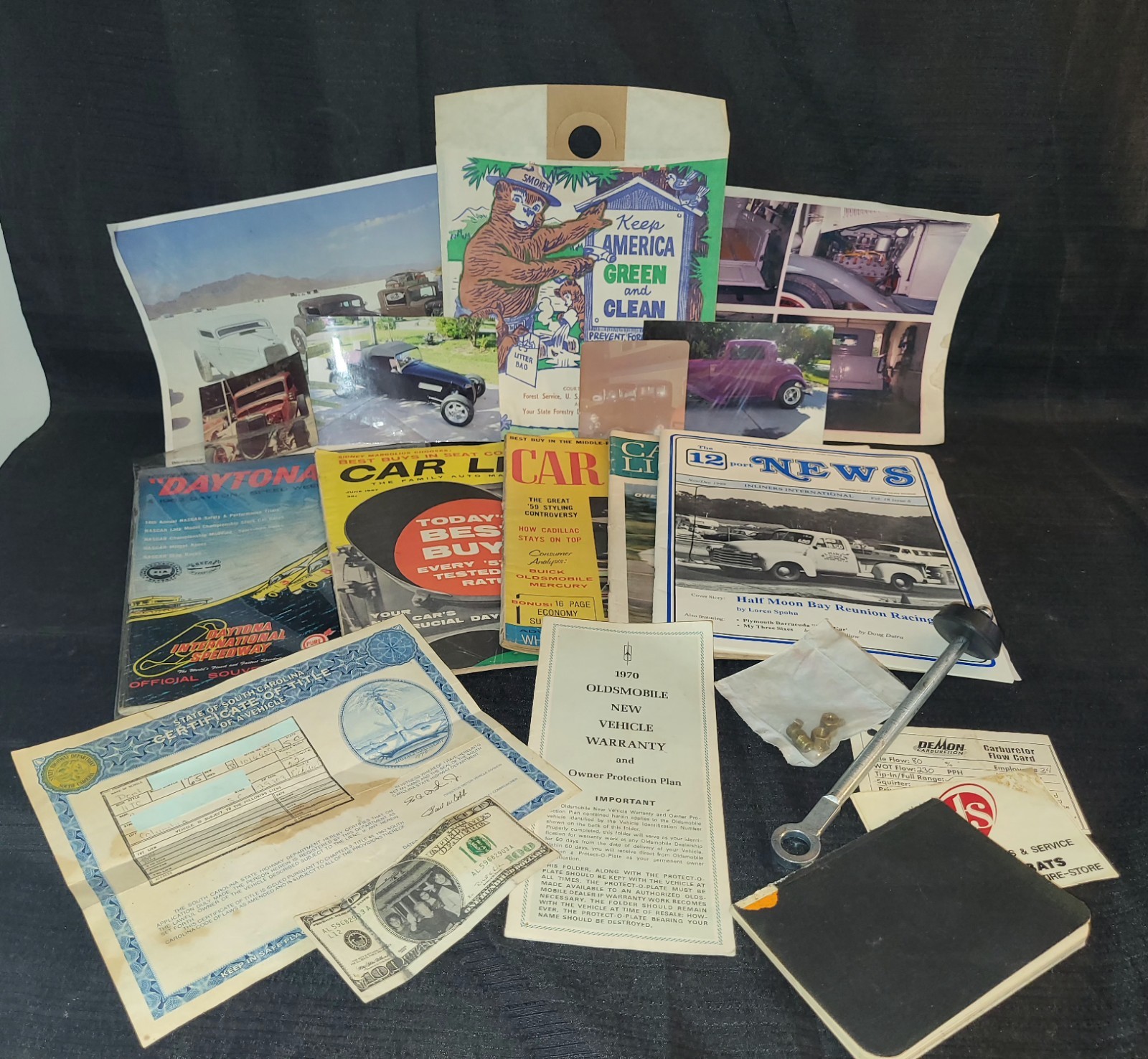 Vintage Auto Memorabilia Junk Drawer Lot Car Life Magazines Smokey Bear Parts Vintage Auto Memorabilia Junk Drawer Lot Car Life Magazines Smokey Bear Parts