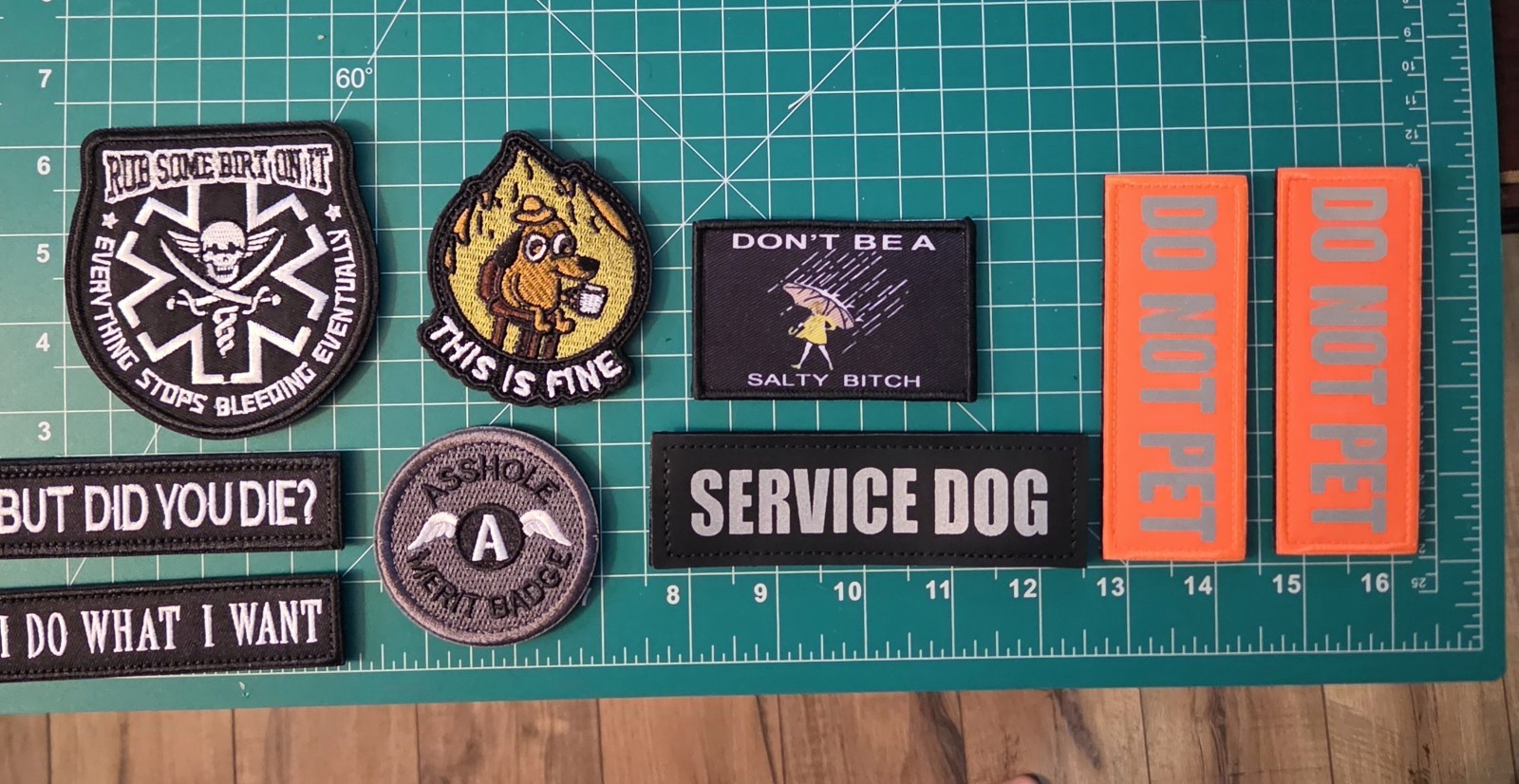 An Assortment Of MORALE PATCHES. TACTICAL. SERVICE. DOG An Assortment Of MORALE PATCHES. TACTICAL. SERVICE. DOG