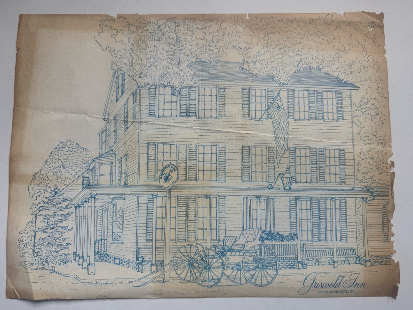 Rare Vintage Griswold Inn Essex CT Paper Placemat Hotel Restaurant Ephemera