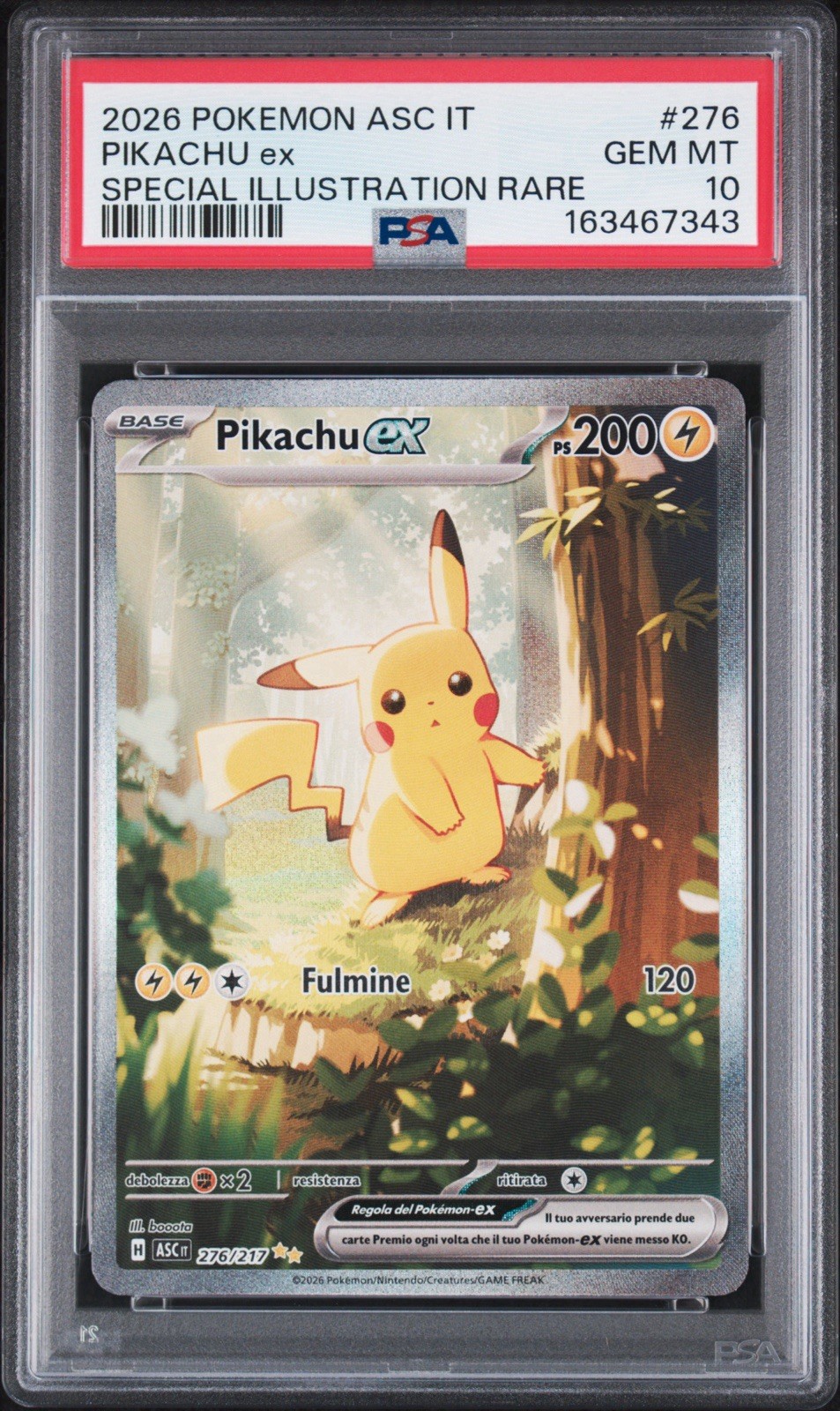 Pikachu ex PSA 10 Special Illustration Rare 2026 ASC IT Italiano #276/217 Pikachu ex PSA 10 Special Illustration Rare 2026 ASC IT Italiano #276/217