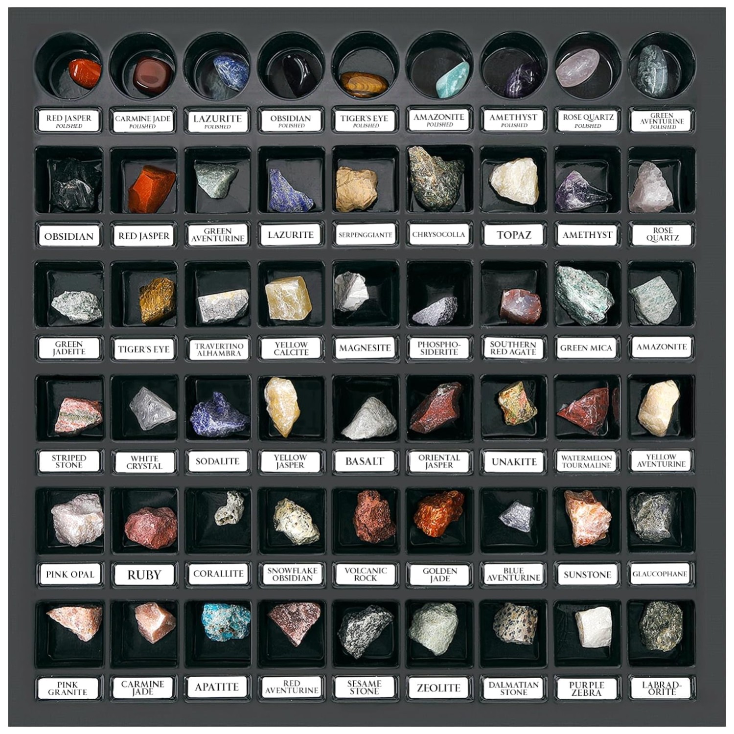 Unique 54-Piece Rock Collection Kit with Gems & Minerals