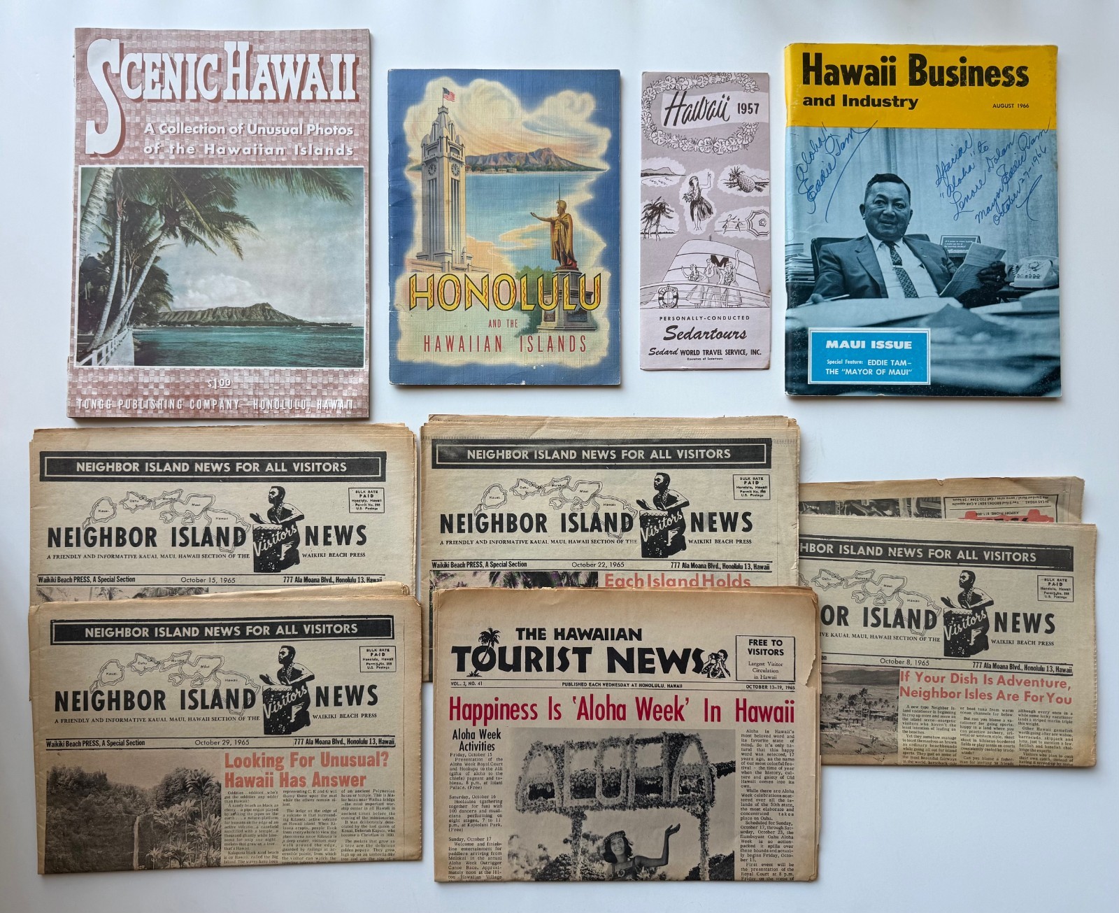 1944-1965 SCENIC HAWAII & Honolulu Travel LOT Photo Guides Booklet Brochure &