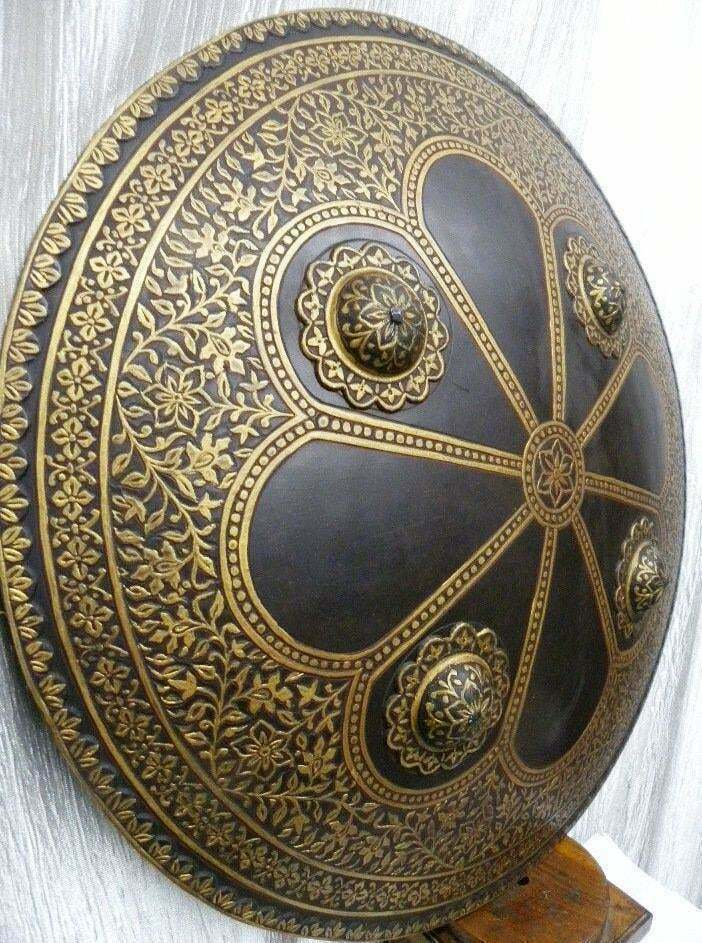 Halloween Ornate Indo Persian Warrior Shield Convex Fine Antique Shield SCA Larp