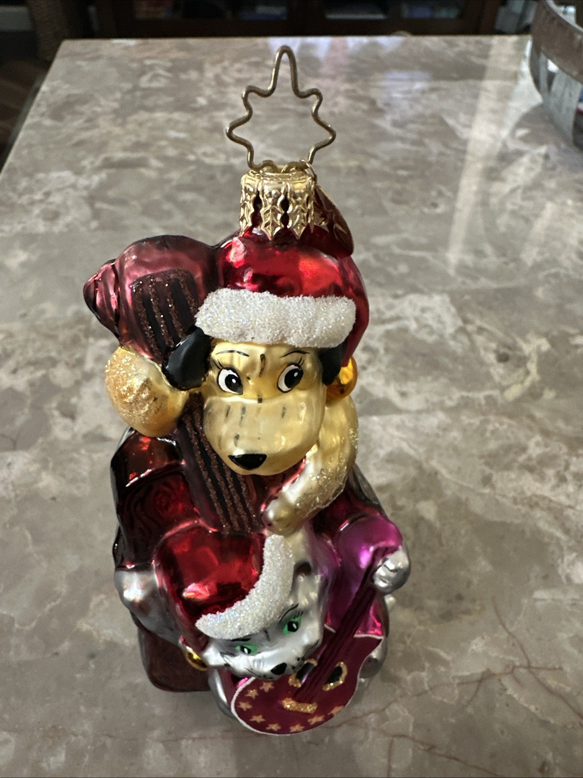 Radko Cool Yule Ornament Musical Cat & Dog On A Drum with Guitar and Bass (2003)