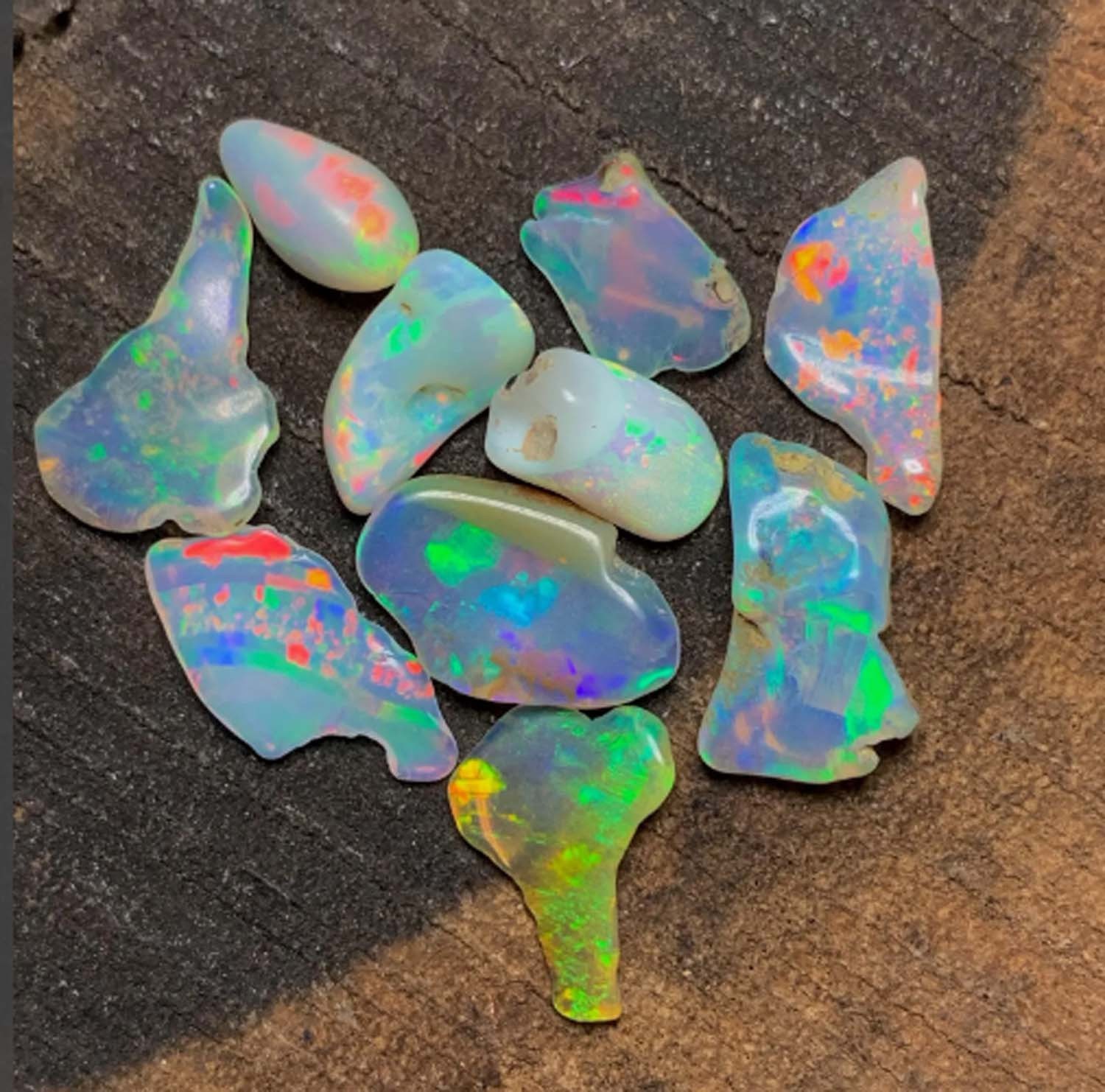 10 Pcs Ethiopian Raw Opal Healing Polished Fire Stone Crystals Rough 10 to 15 mm