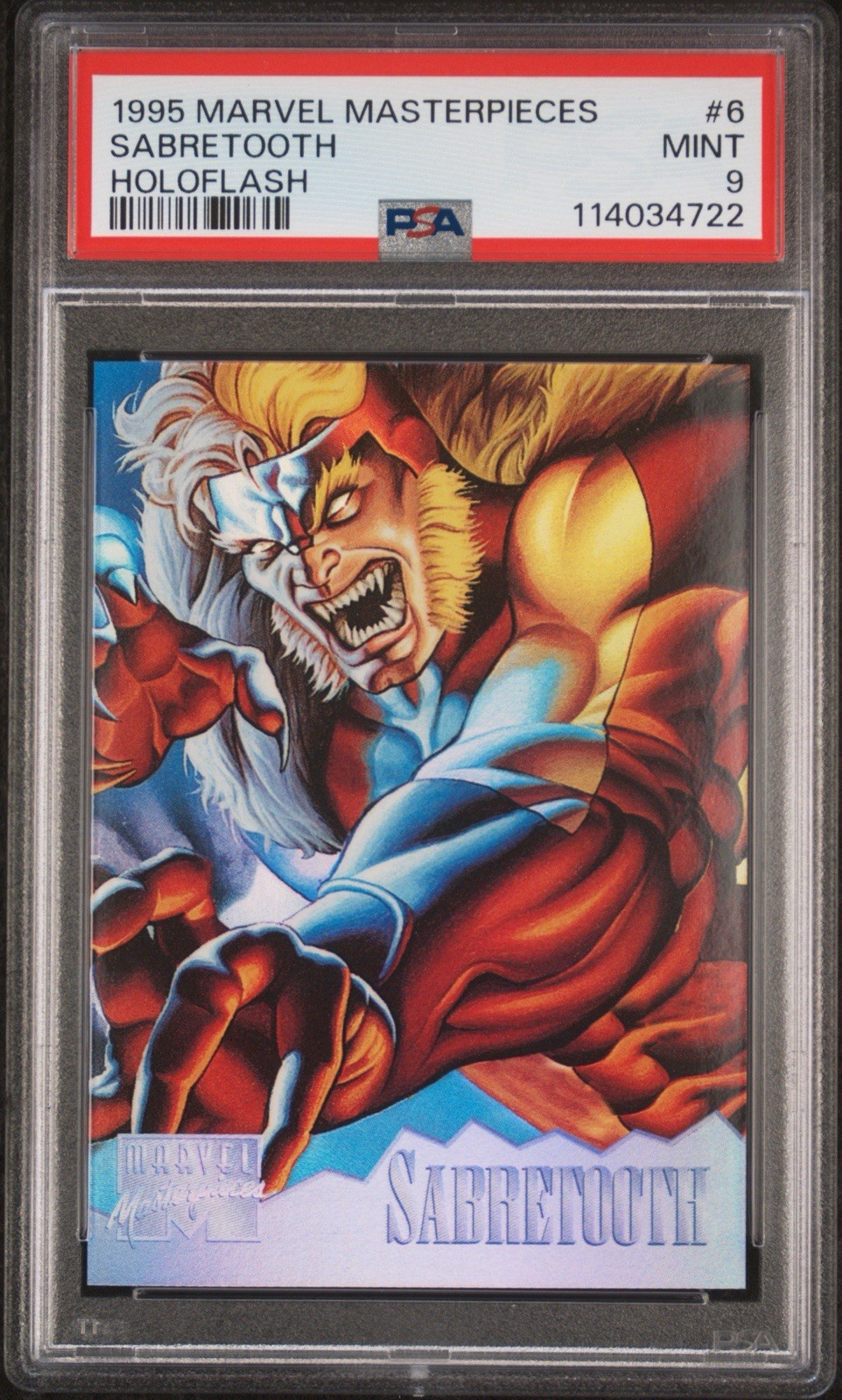 1995 Fleer Marvel Masterpieces Holoflash #6 Sabretooth  Rare PSA 9  Low Pop