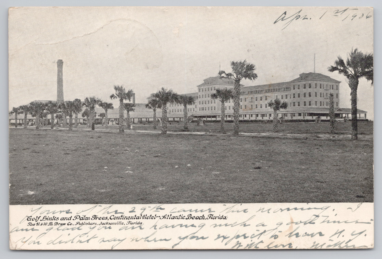 Vintage Continental Hotel Postcard Atlantic Beach Florida 1906 Golf Links Vintage Continental Hotel Postcard Atlantic Beach Florida 1906 Golf Links