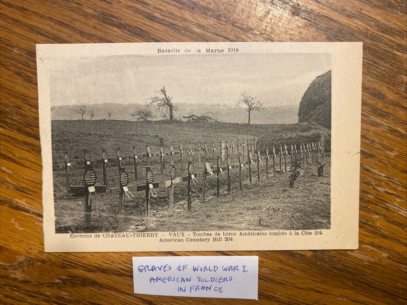 WW1 American Cemetery Chateau-Thierry France 1918 - Photo Postcard WW1 American Cemetery Chateau-Thierry France 1918 - Photo Postcard