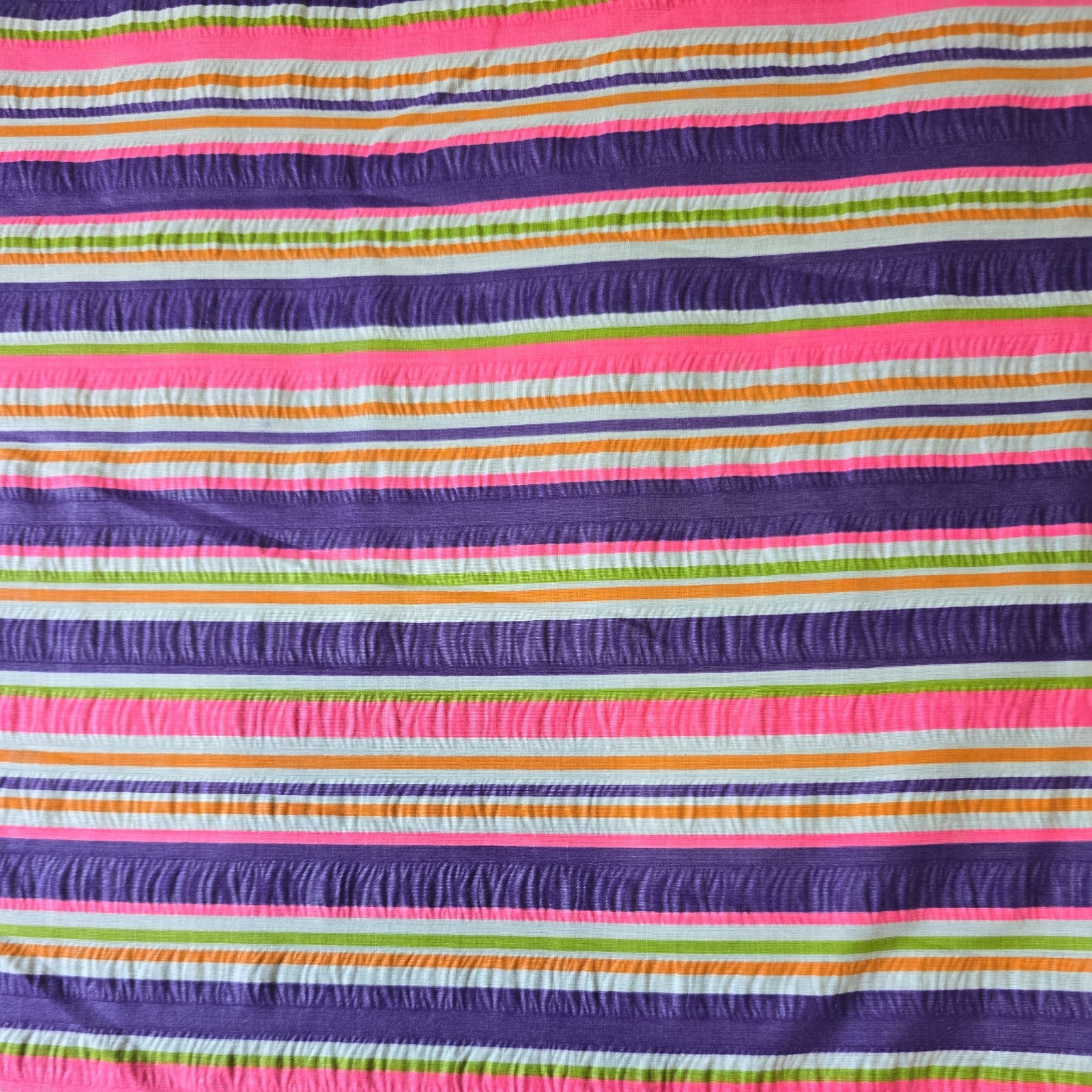 Vintage 1960s 70s Woven Striped Rayon Fabric Purple Pink Orange Green 45 Vintage 1960s 70s Woven Striped Rayon Fabric Purple Pink Orange Green 45