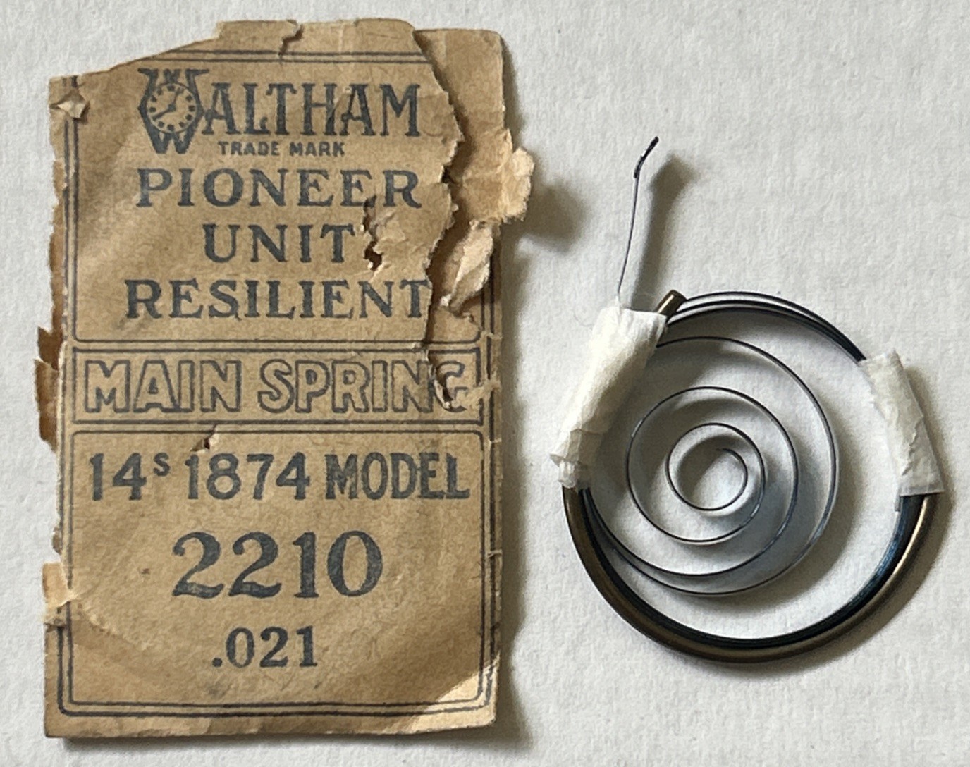 Vintage Waltham Pioneer Unit Resilient Mainspring 14s 1874 Model 2210 .021 NOS Vintage Waltham Pioneer Unit Resilient Mainspring 14s 1874 Model 2210 .021 NOS