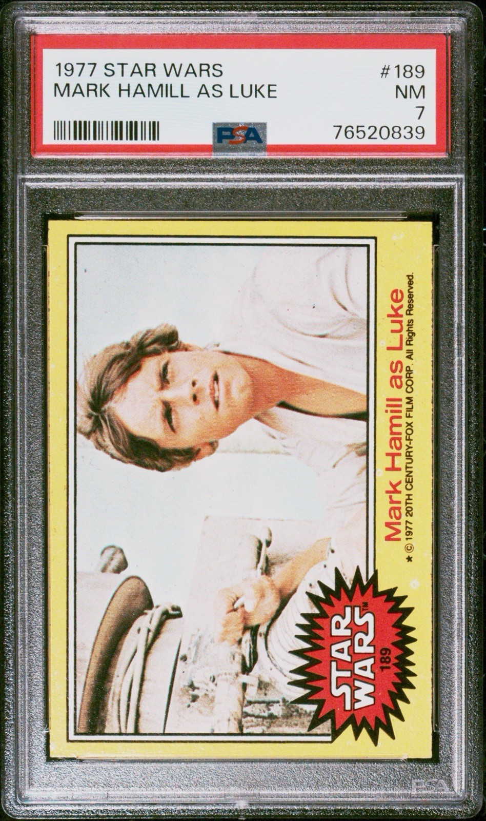 1977 Topps Star Wars Mark Hamill as Luke #189 PSA 7 NM