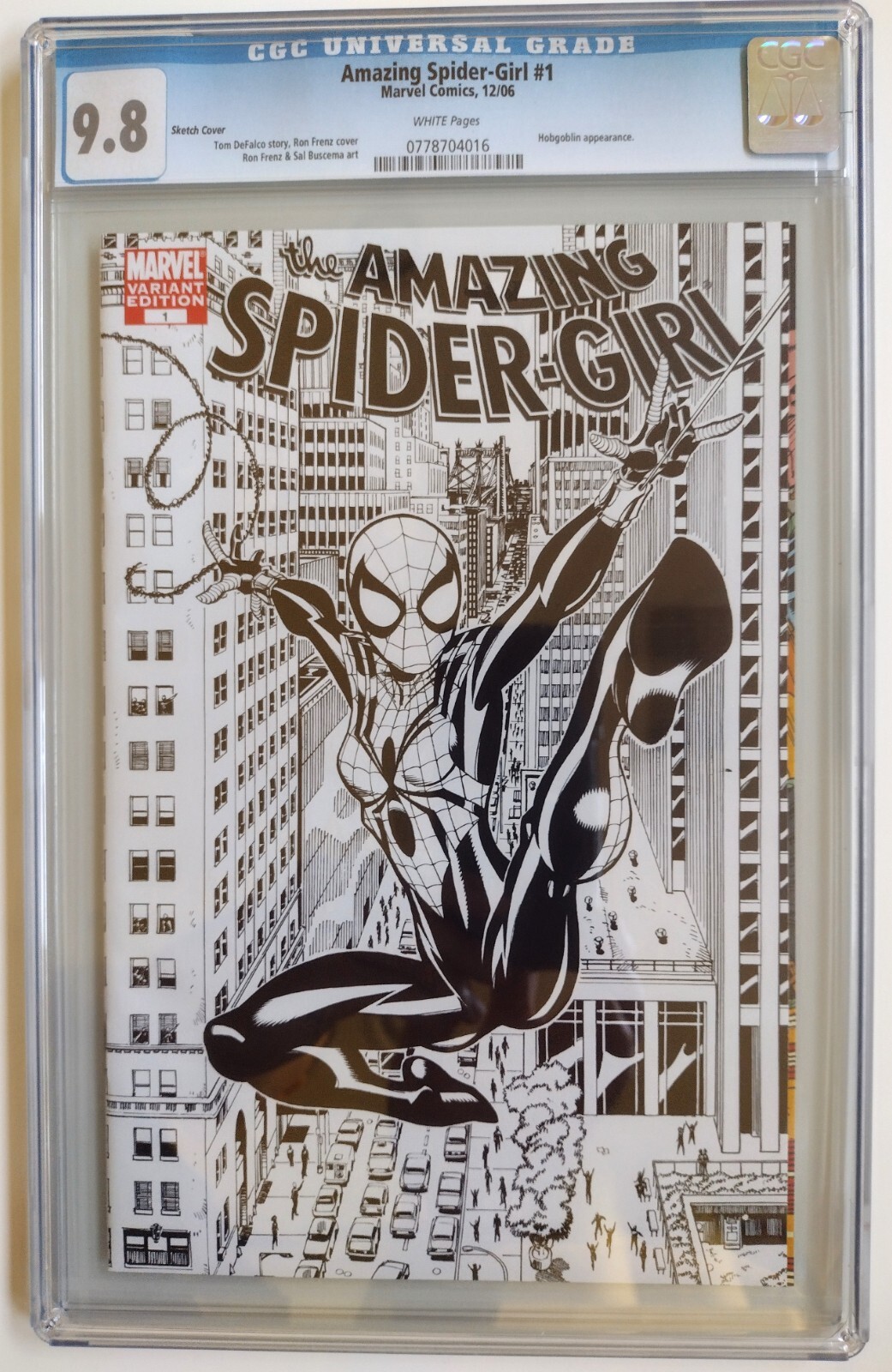 AMAZING SPIDER-GIRL #1 2006 INCENTIVE SKETCH VARIANT CGC NM/M 9.8 HIGHEST GRADE