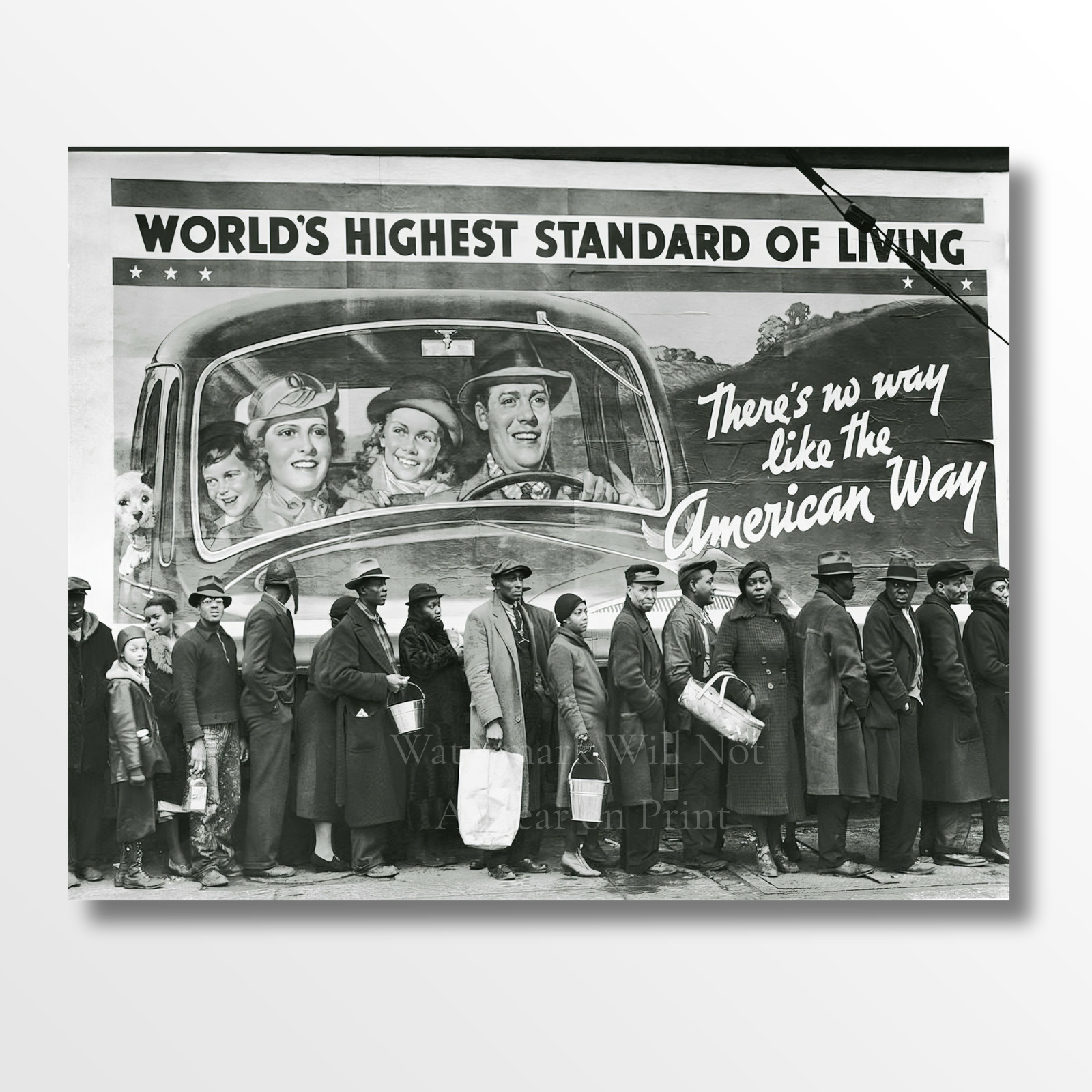 1937 Louisville Flood “Highest Standard of Living” Billboard, Giclee Art Print 1937 Louisville Flood “Highest Standard of Living” Billboard, Giclee Art Print