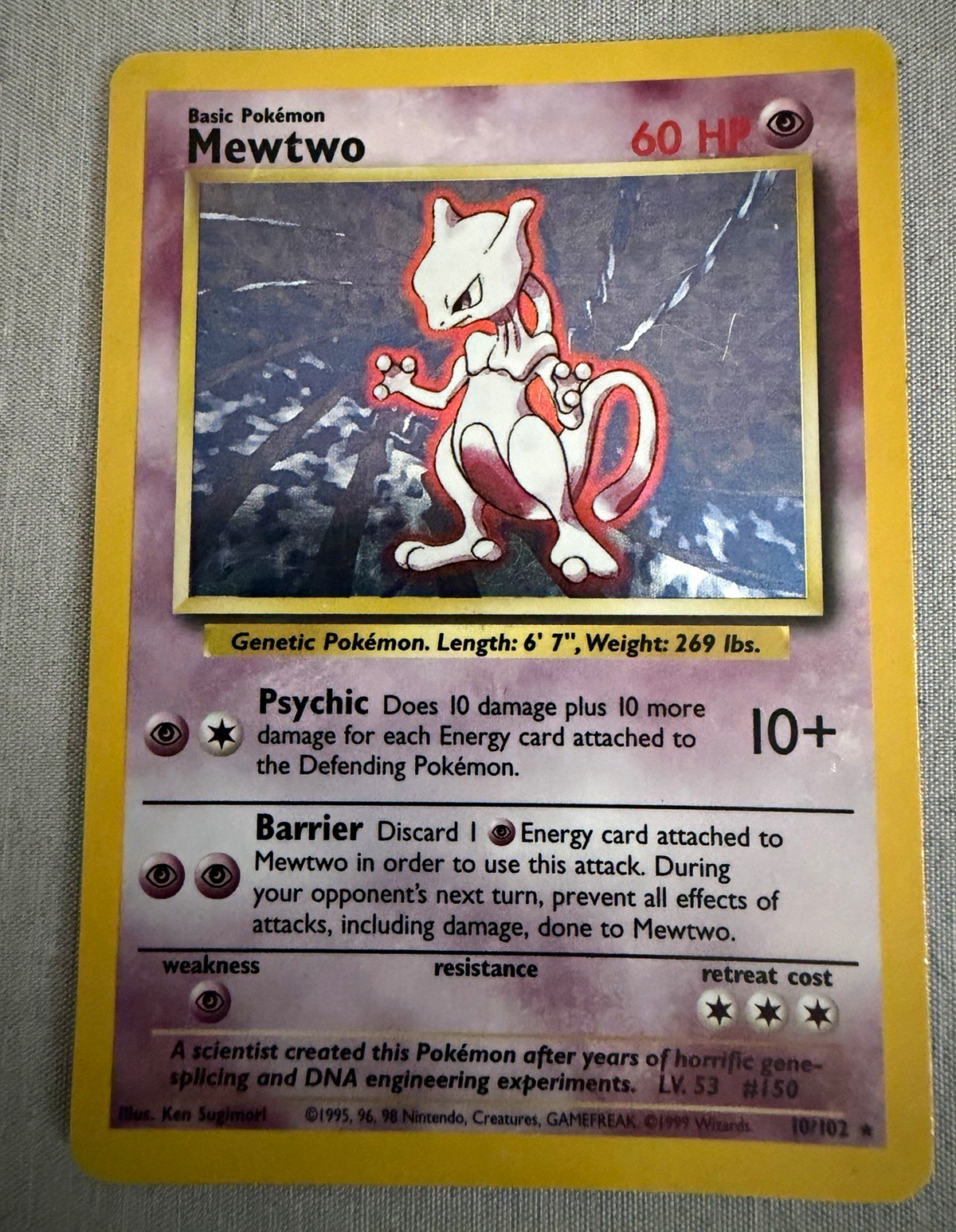 Pokémon TCG Base Set Mewtwo Holo 10/102 1999 Wizards English Pokémon TCG Base Set Mewtwo Holo 10/102 1999 Wizards English