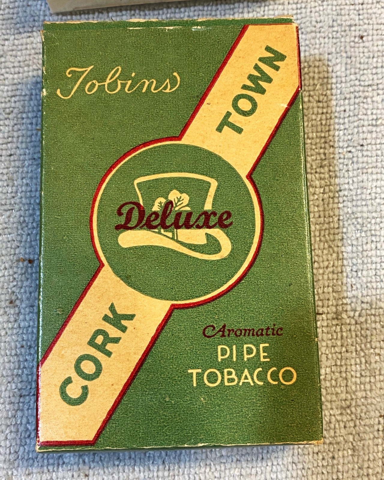 Vintage Tobins Deluxe Cork Town Pipe Tobacco Box w/Paper Pouch EMPTY VGC Vintage Tobins Deluxe Cork Town Pipe Tobacco Box w/Paper Pouch EMPTY VGC