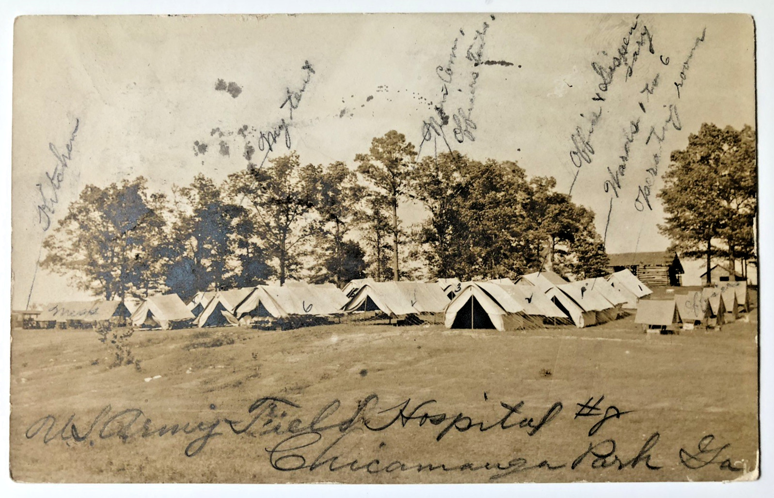 Chickamauga Georgia 1908 REAL PHOTO POSTCARD U. S. Army Field Hospital #8 RARE