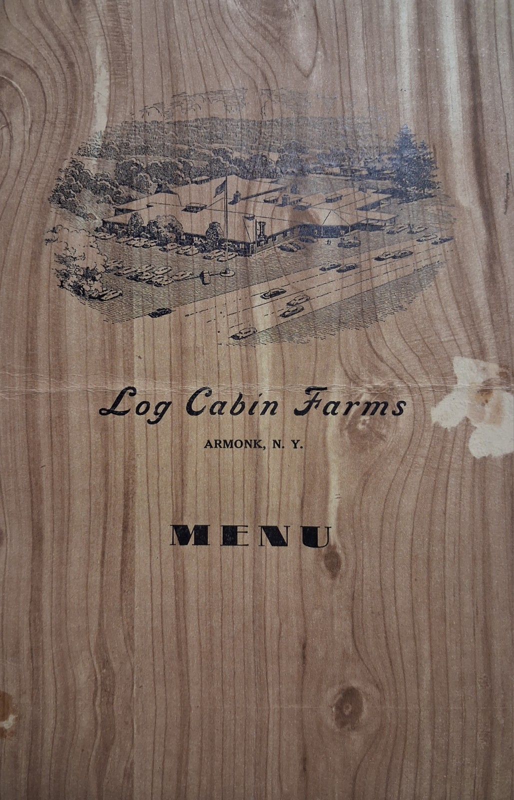 1940s-50s ARMONK NEW YORK Log Cabin Farms MENU with POSTCARD