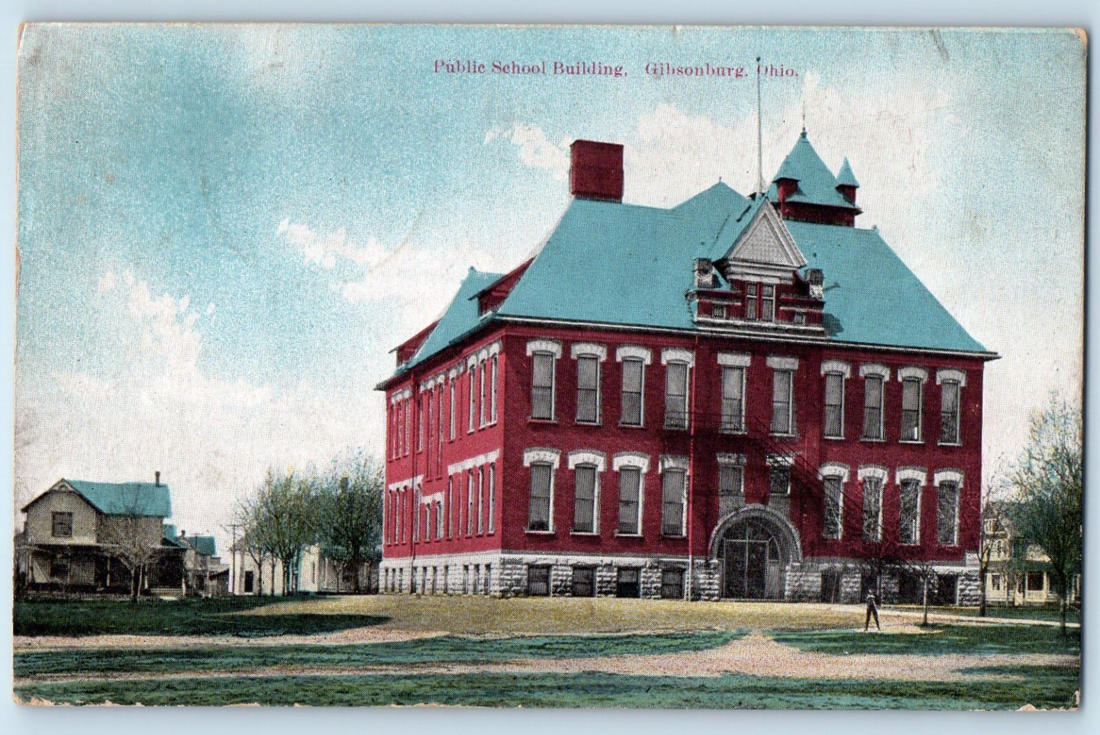 1912 Gibsonburg Ohio OH Vintage Postcard Public School Building Exterior Posted 1912 Gibsonburg Ohio OH Vintage Postcard Public School Building Exterior Posted