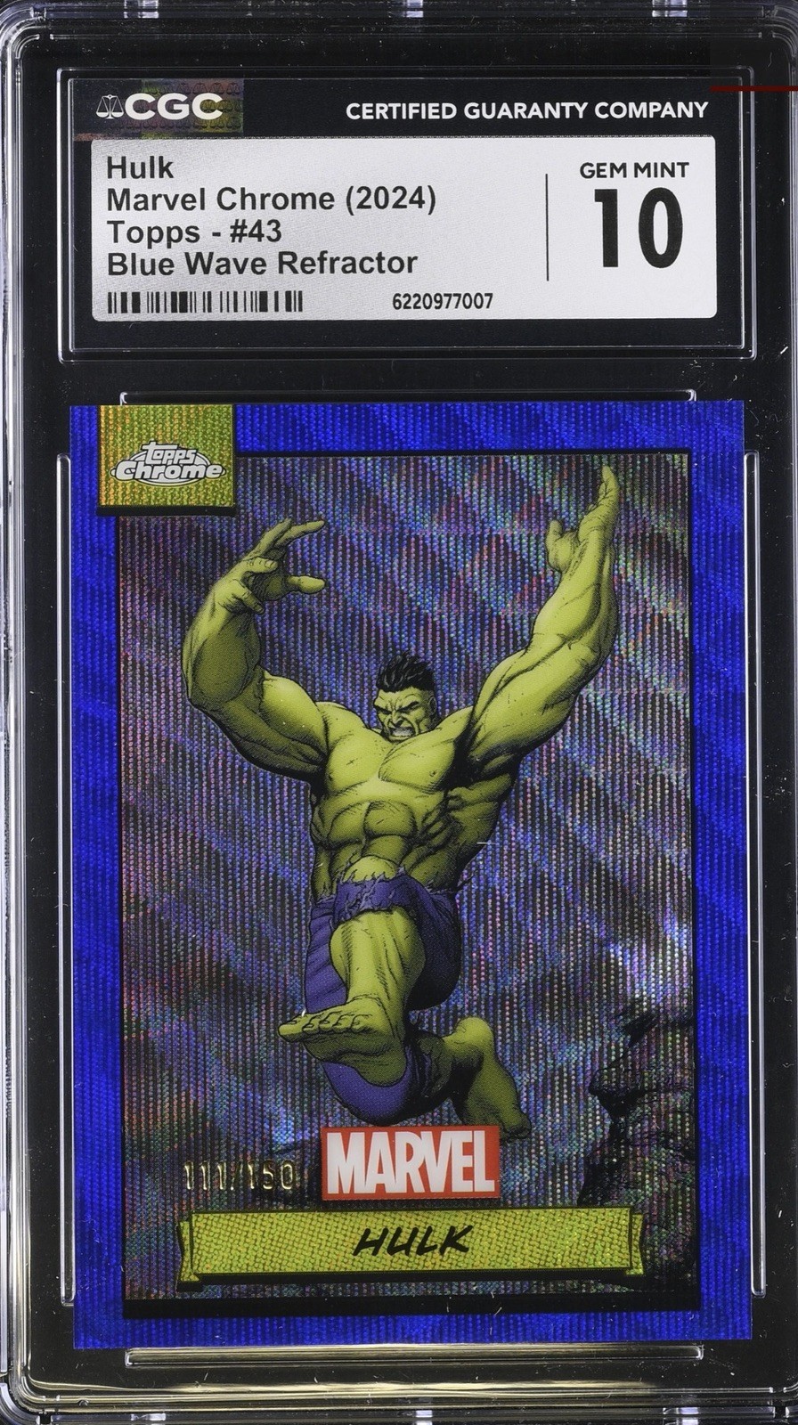 2024 Topps Chrome Marvel Hulk #43 Refractor Blue Wave /150 2024 Topps Chrome Marvel Hulk #43 Refractor Blue Wave /150