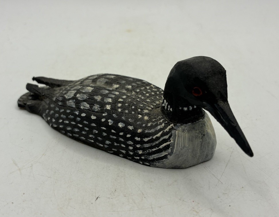 Vintage 1994 WCH Hand-Carved Common Loon Wooden Bird Decoy 4.5”
