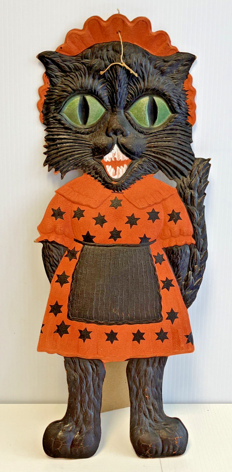 Antique German Embossed Mache Die Cut Halloween Black Cat Antique German Embossed Mache Die Cut Halloween Black Cat