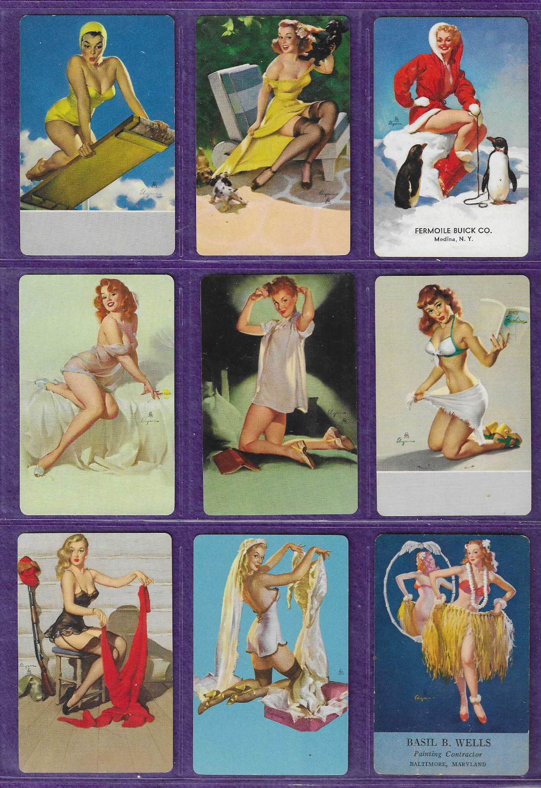 9 Vintage Gil Elvgren Pinup Playing Cards Mint or Near Mint  1940s-1960s Sexy