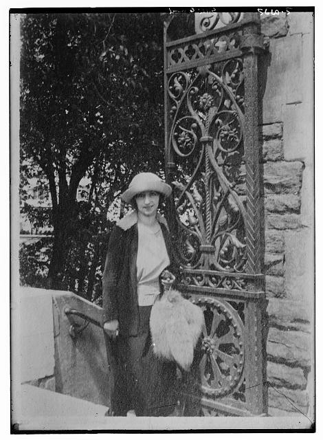 Photo:Galli-Curci Woman in Hat by Ornate Iron Gate c1920s