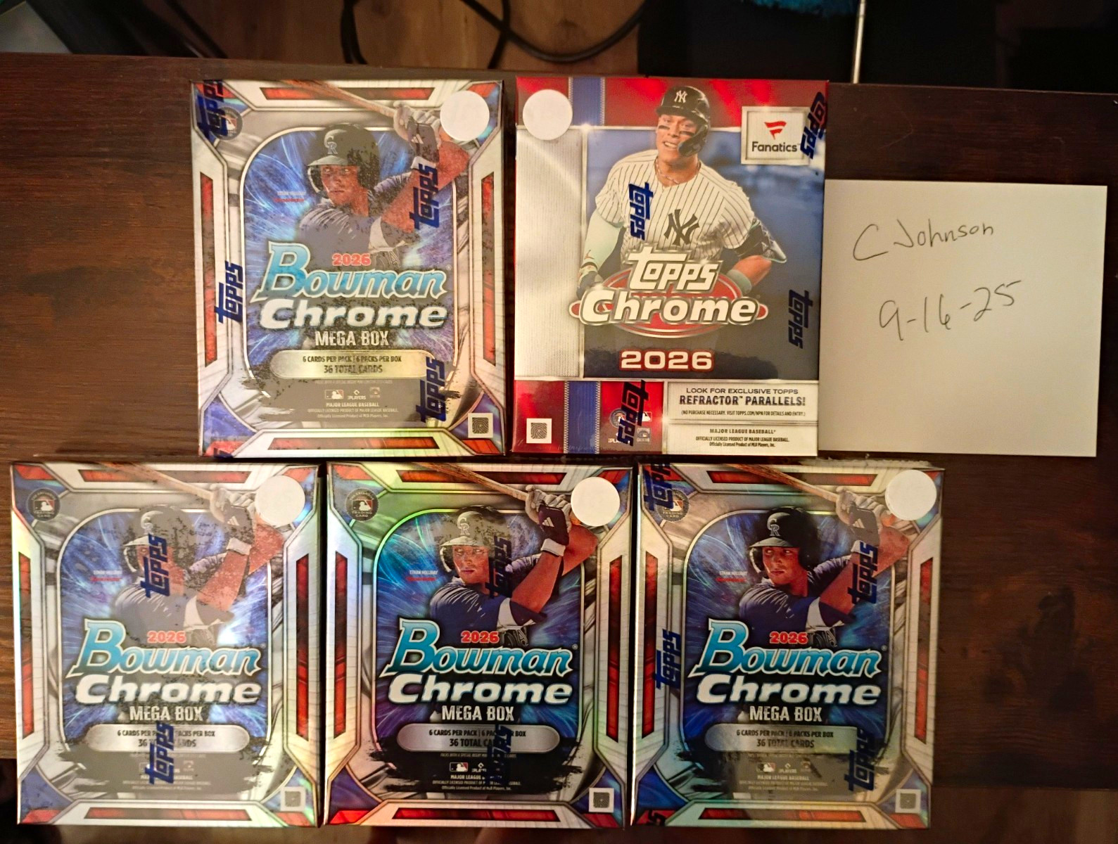 Topps MLB 2026 Bowman Chrome Mega Box + 2026 fanatics Topps Chrome Box Lot Topps MLB 2026 Bowman Chrome Mega Box + 2026 fanatics Topps Chrome Box Lot