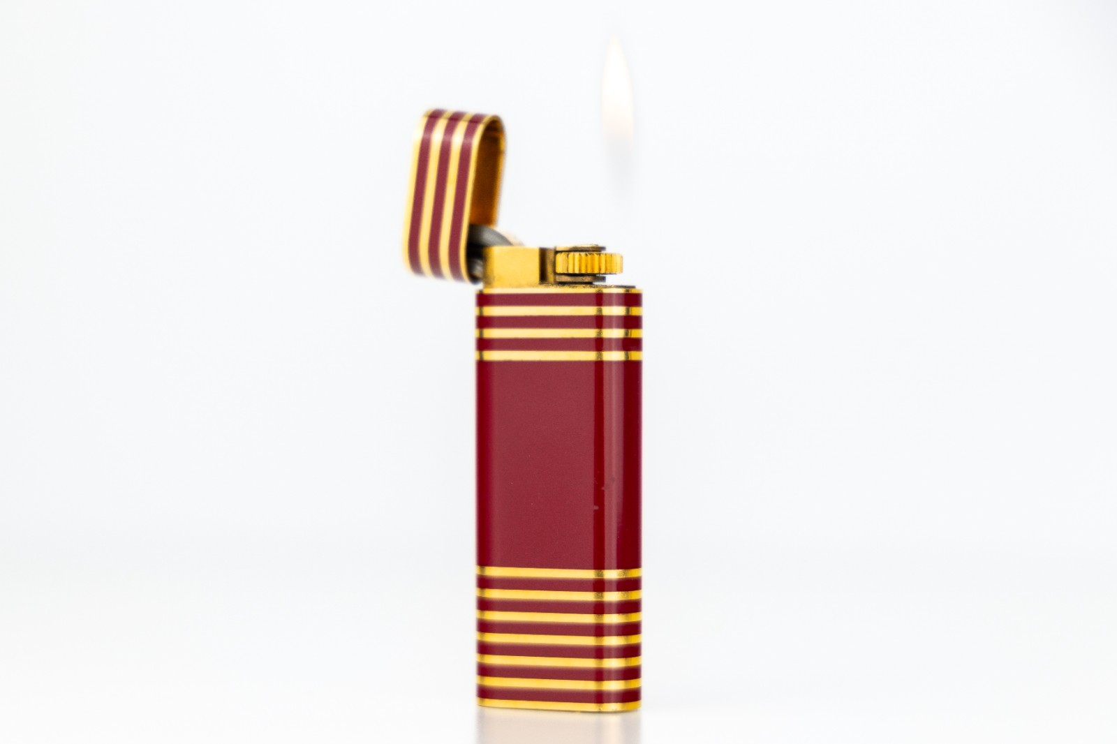 Vintage Cartier Oval Lighter Gold & Red Lacquer (Working Condition)