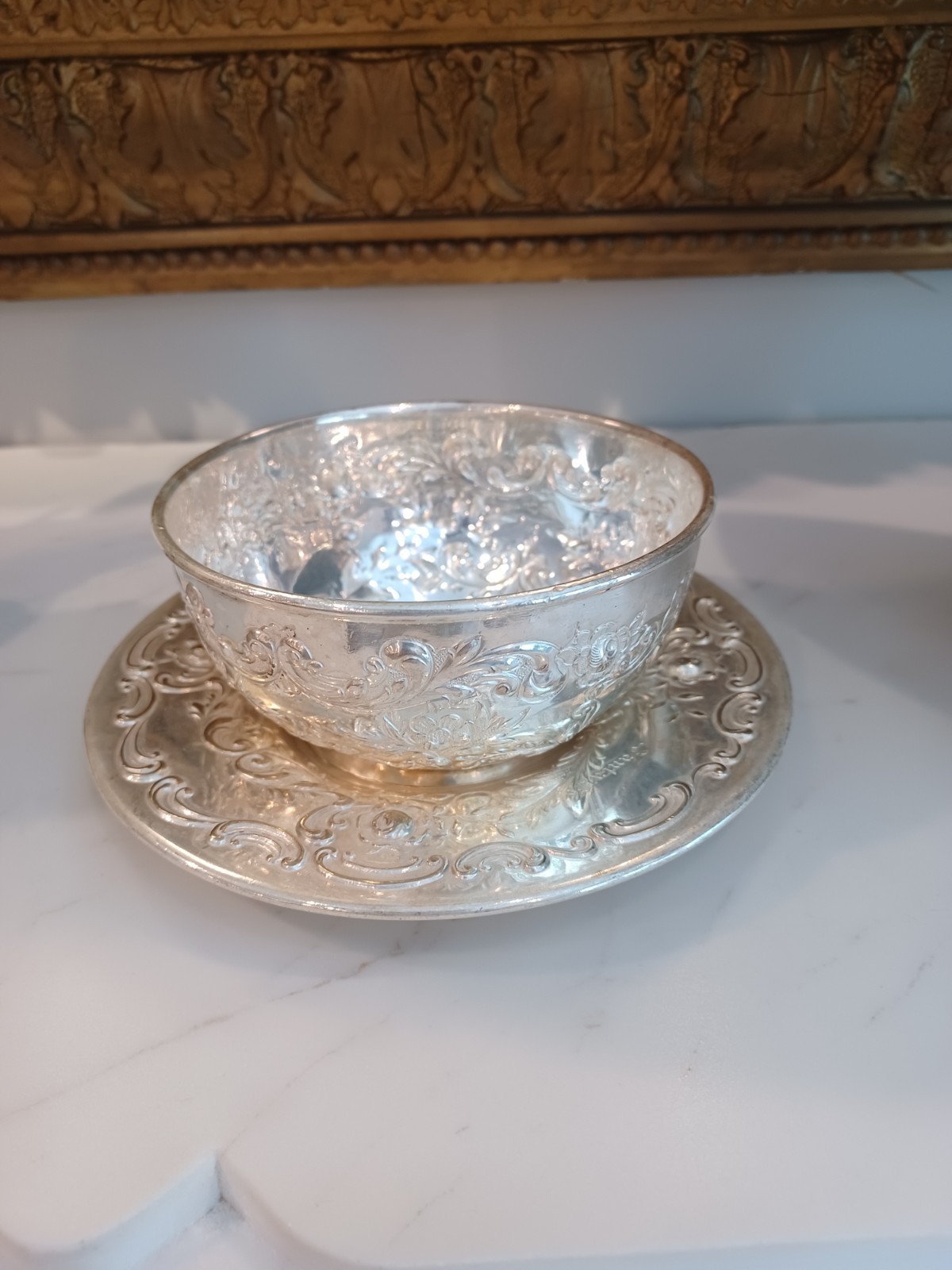 Santa Fe Railroad Vintage Dining Car Silver Finger Bowl and Tray Santa Fe Railroad Vintage Dining Car Silver Finger Bowl and Tray