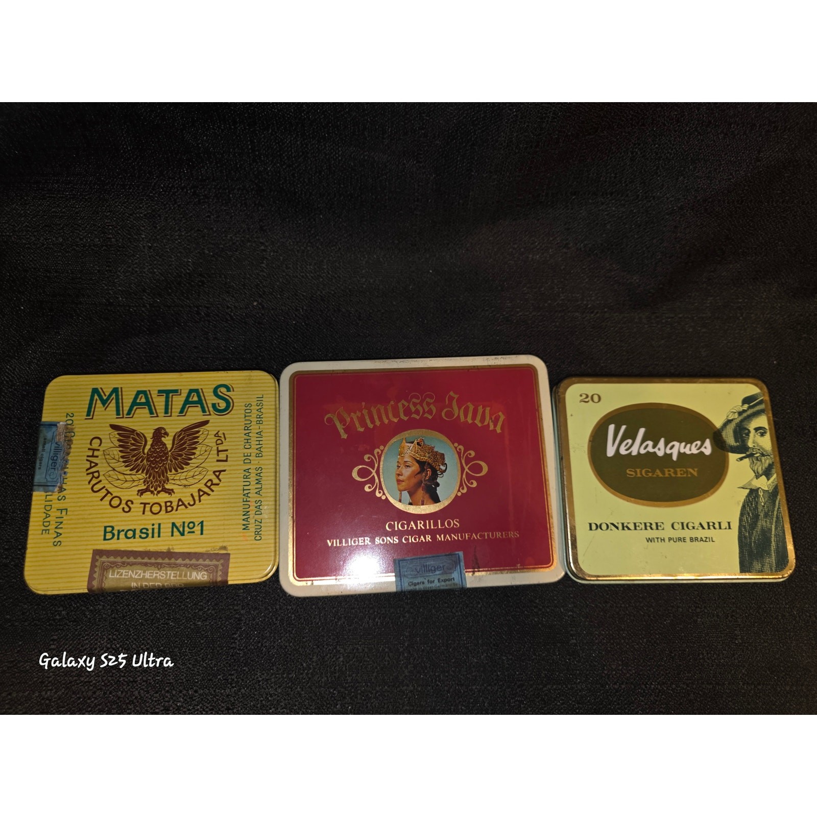 Vintage Empty Advertising Tins Lot 3 Villiger Princess Java Velasques Matas