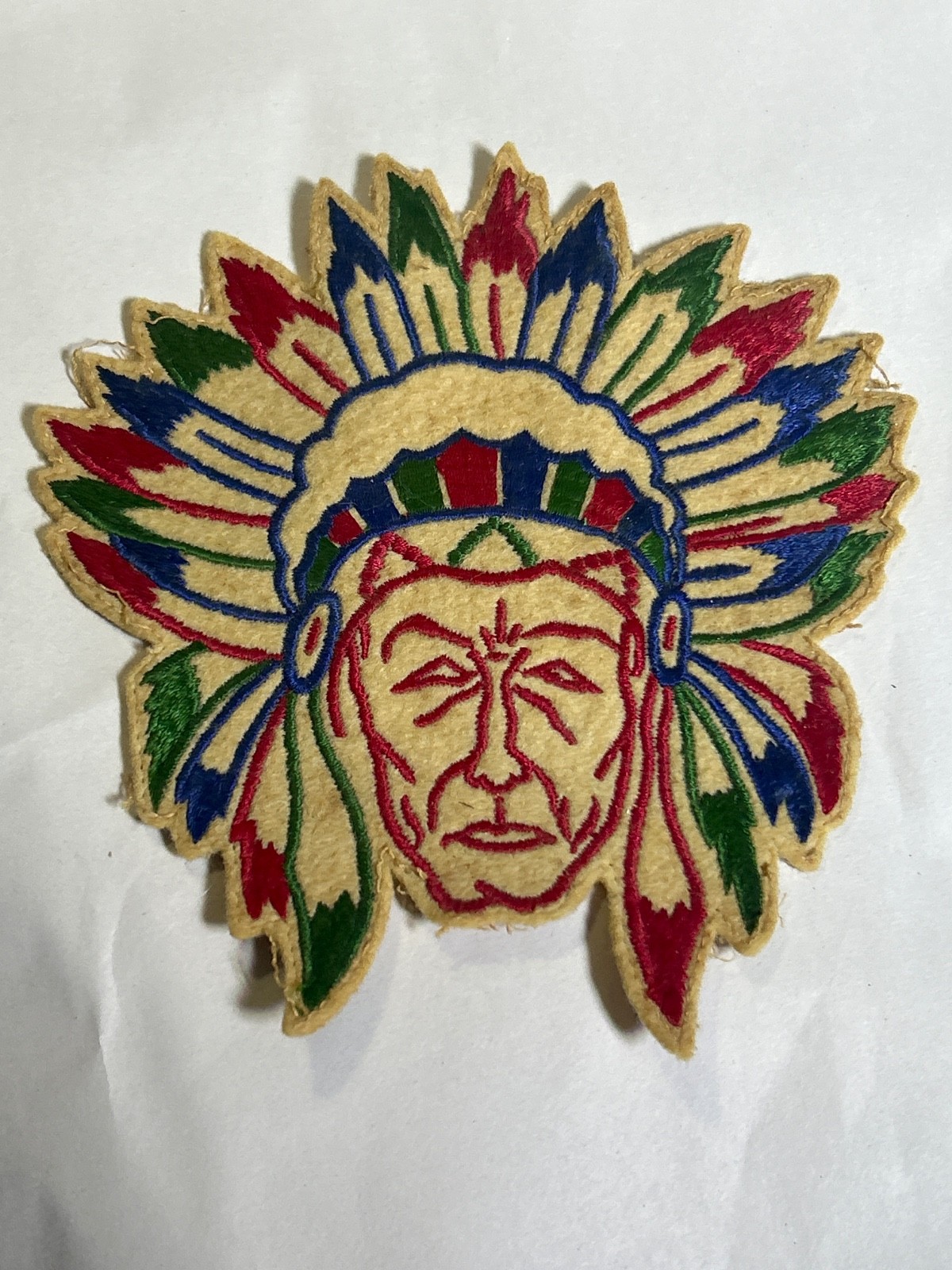 VINTAGE 1960s NATIVE AMERICAN INDIAN CHIEF MOTORCYCLE PATCH Lg Sew on jacket VINTAGE 1960s NATIVE AMERICAN INDIAN CHIEF MOTORCYCLE PATCH Lg Sew on jacket