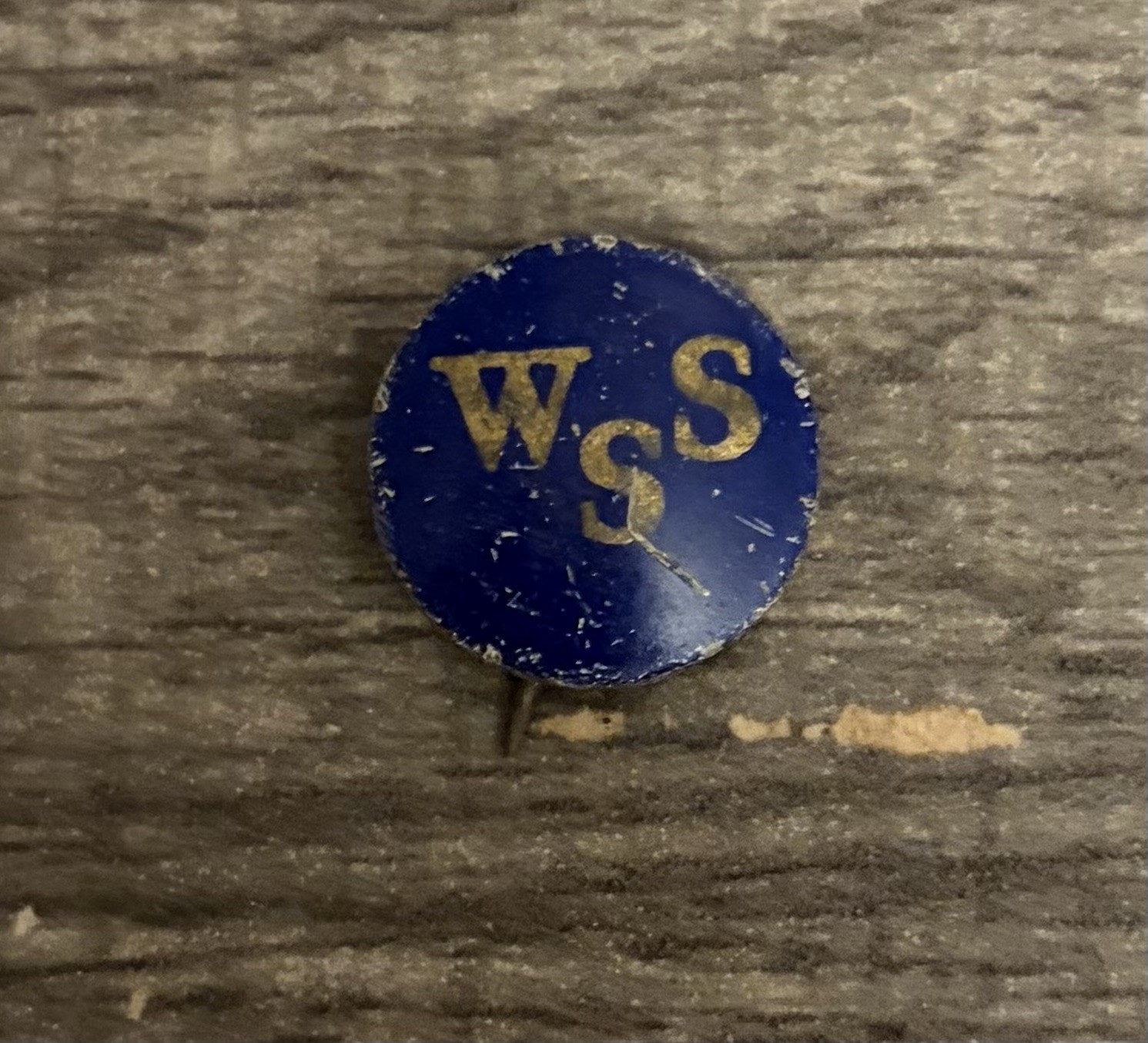 Vintage WWI WSS Blue With Gold Lettering Pinback Button Vintage WWI WSS Blue With Gold Lettering Pinback Button