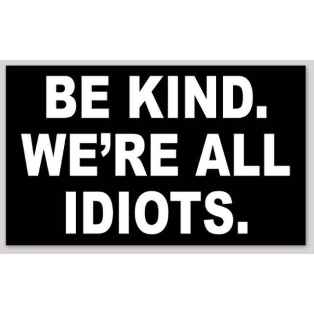 Be Kind We're All Idiots 3x5 Vinyl Sticker Bumper Decal Be Kind We're All Idiots 3x5 Vinyl Sticker Bumper Decal