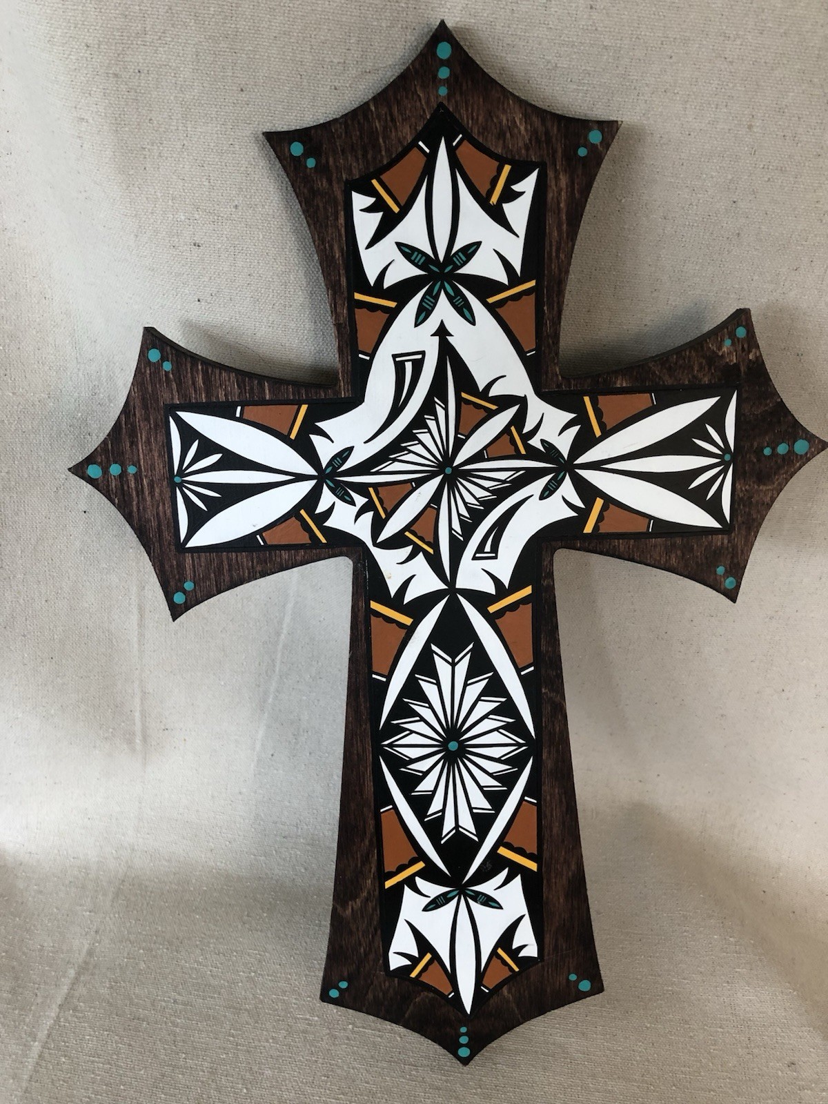 Native American Artist Kim Young Laguna Acoma Wooden Cross Native Designs Hangs