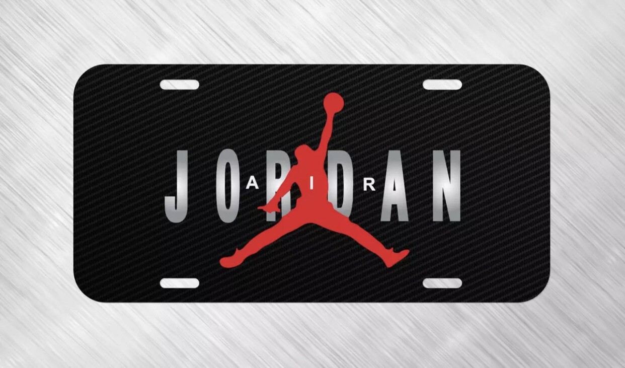 Air Jordan Jumpman Simulated Carbon Fiber License Plate Auto Car Tag Air Jordan Jumpman Simulated Carbon Fiber License Plate Auto Car Tag
