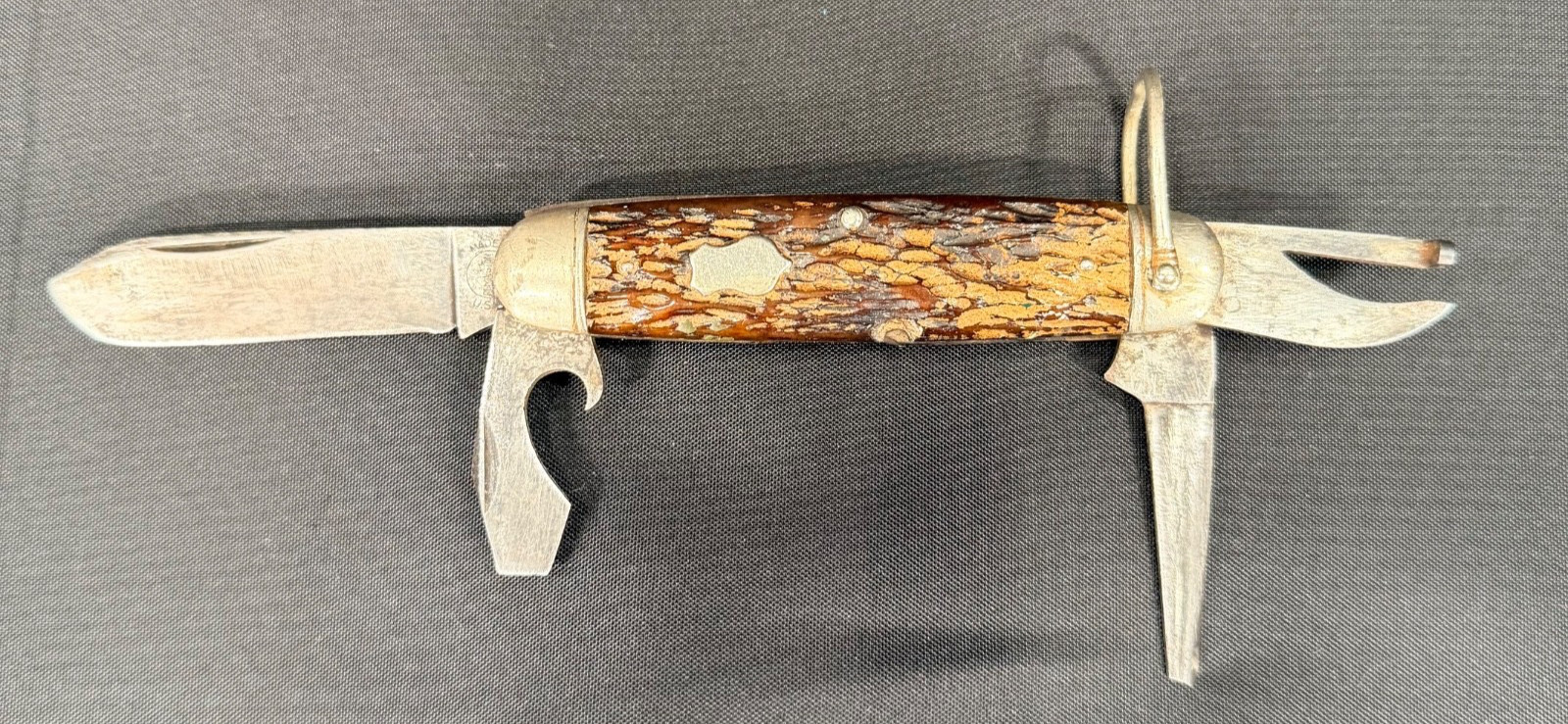 Vintage Remington UM0 4-Tool Scout Style Brown Jigged Bone Pocketknife Made USA