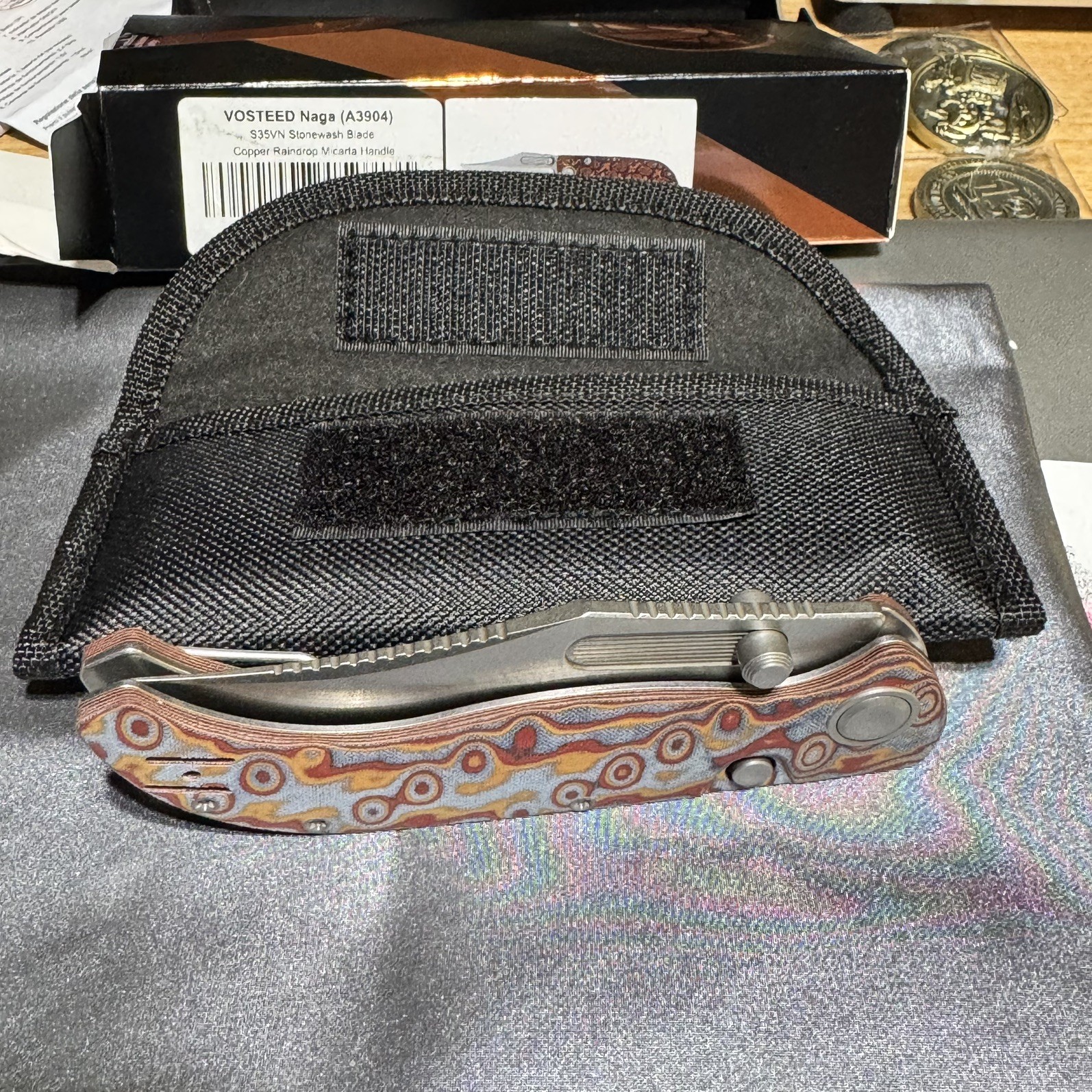 Vosteed Naga A3904 Pocketknife S35VN Clip Point Plain Liner Lock Micarta Copper Vosteed Naga A3904 Pocketknife S35VN Clip Point Plain Liner Lock Micarta Copper