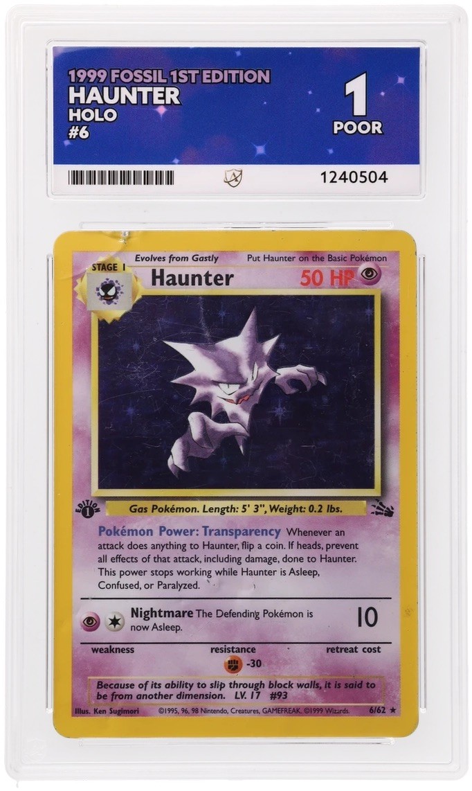 Pokemon TCG Haunter 6/62 1st Edition Fossil Set Holo Vintage 1999 WOTC Ace 1 Pokemon TCG Haunter 6/62 1st Edition Fossil Set Holo Vintage 1999 WOTC Ace 1