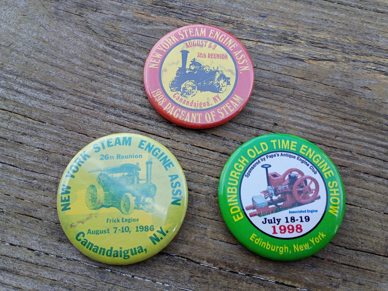 Lot Of 3 Vintage Steam Engine Show Pin Backs New York Hit Miss Engine Lot Of 3 Vintage Steam Engine Show Pin Backs New York Hit Miss Engine