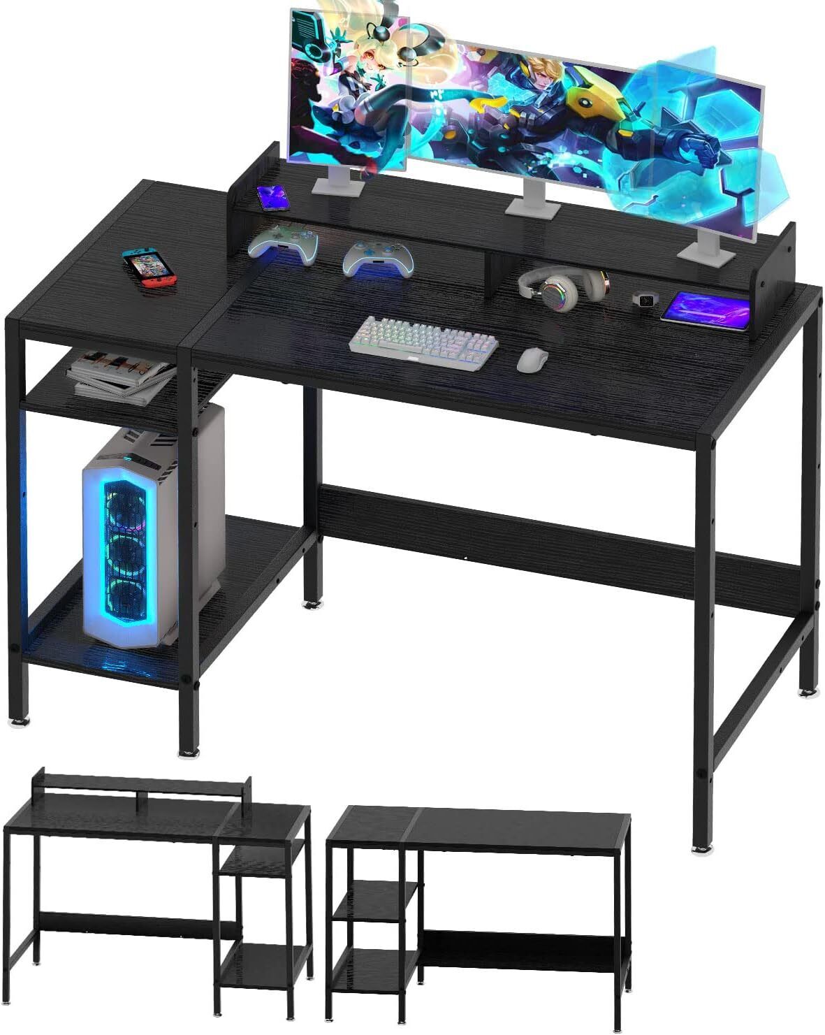 Computer Desk - 47” Gaming Desk, Home Office Desk with Storage, Small Desk