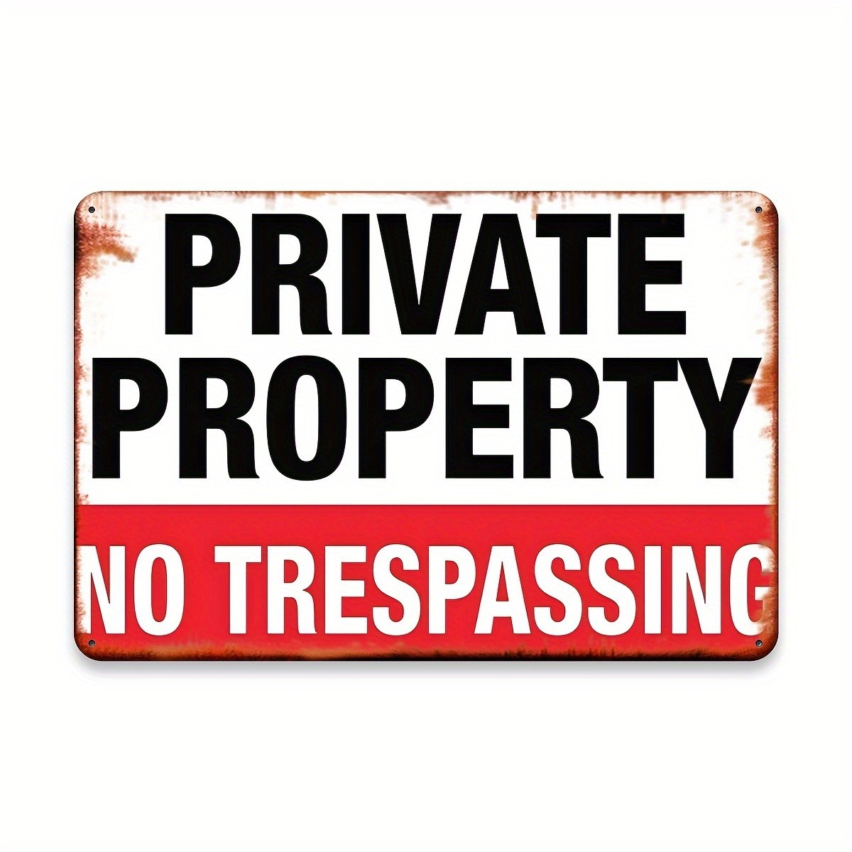 Tin Metal Signs Home Décor Rustic No Trespassing with Red Border& White Backg Tin Metal Signs Home Décor Rustic No Trespassing with Red Border& White Backg
