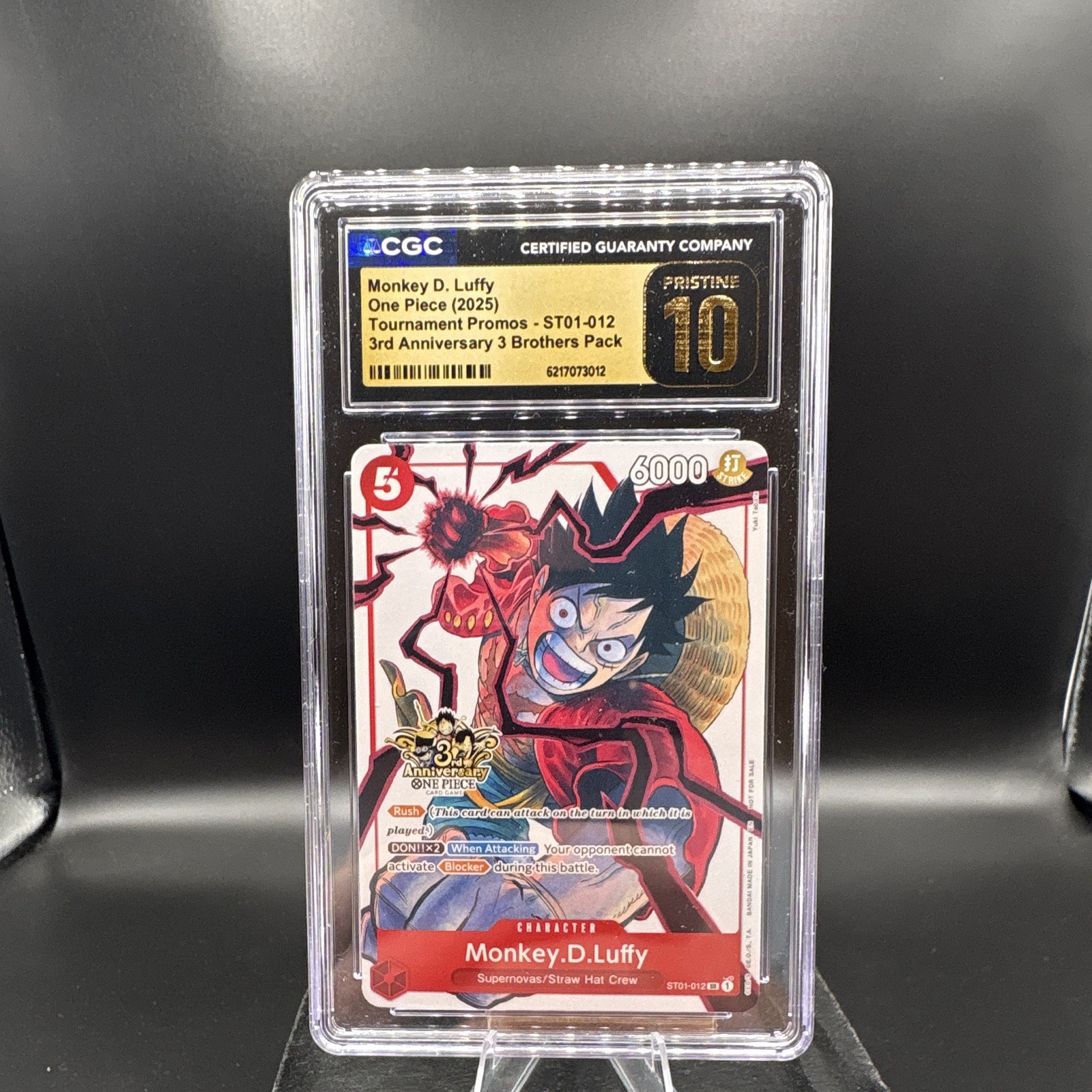 CGC Pristine 10 One Piece Monkey D. Luffy 2025 Tournament Promos ST01-012 CGC Pristine 10 One Piece Monkey D. Luffy 2025 Tournament Promos ST01-012