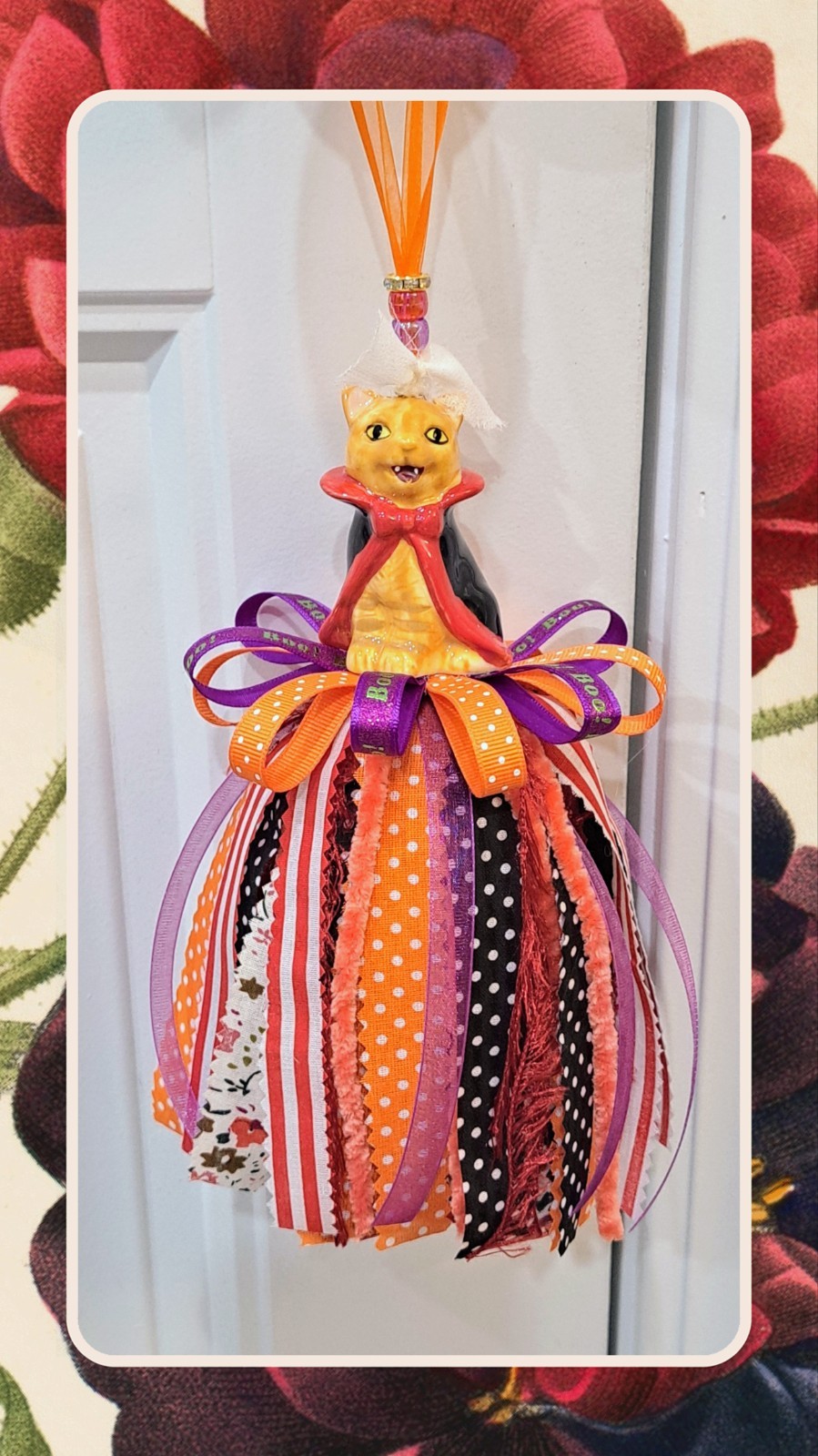 Handcrafted Halloween Vampire Cat Shaker Tassel/Ornament Handcrafted Halloween Vampire Cat Shaker Tassel/Ornament