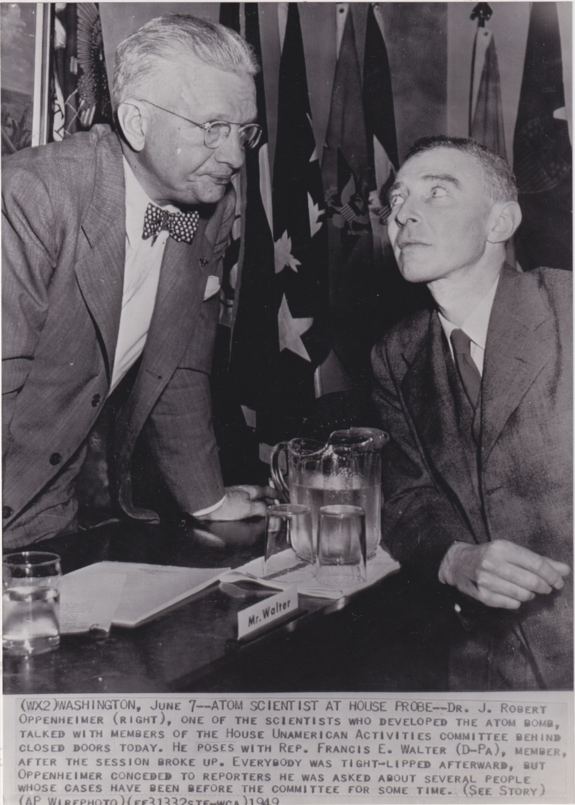 DR. J. ROBERT OPPENHEIMER * VINTAGE 1949 NUCLEAR ATOMIC SCIENTIST H.U.A.C. photo