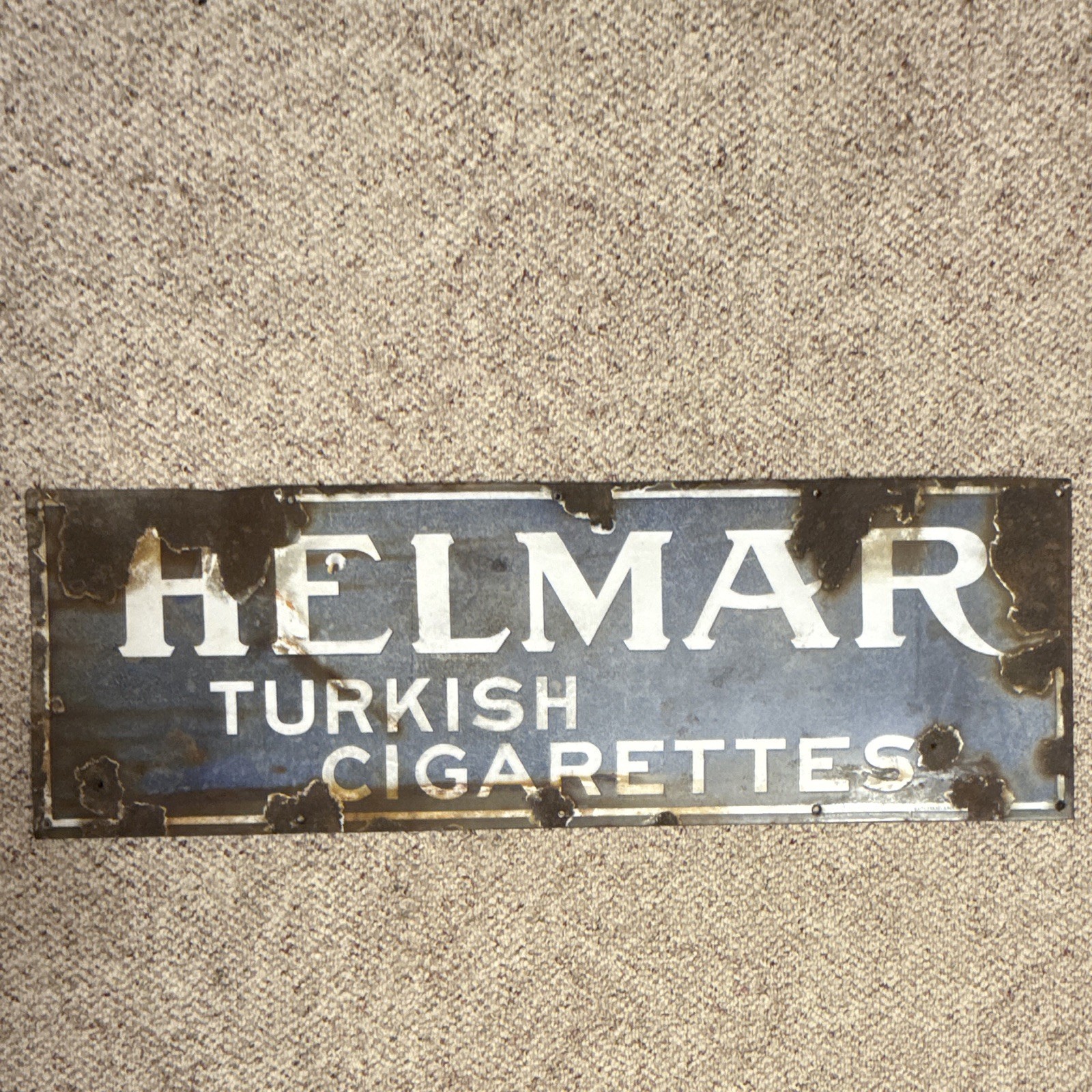 Antique 1920s Helmar Turkish Cigarettes Porcelain Sign 36” Balto Enamel Tobacco Antique 1920s Helmar Turkish Cigarettes Porcelain Sign 36” Balto Enamel Tobacco