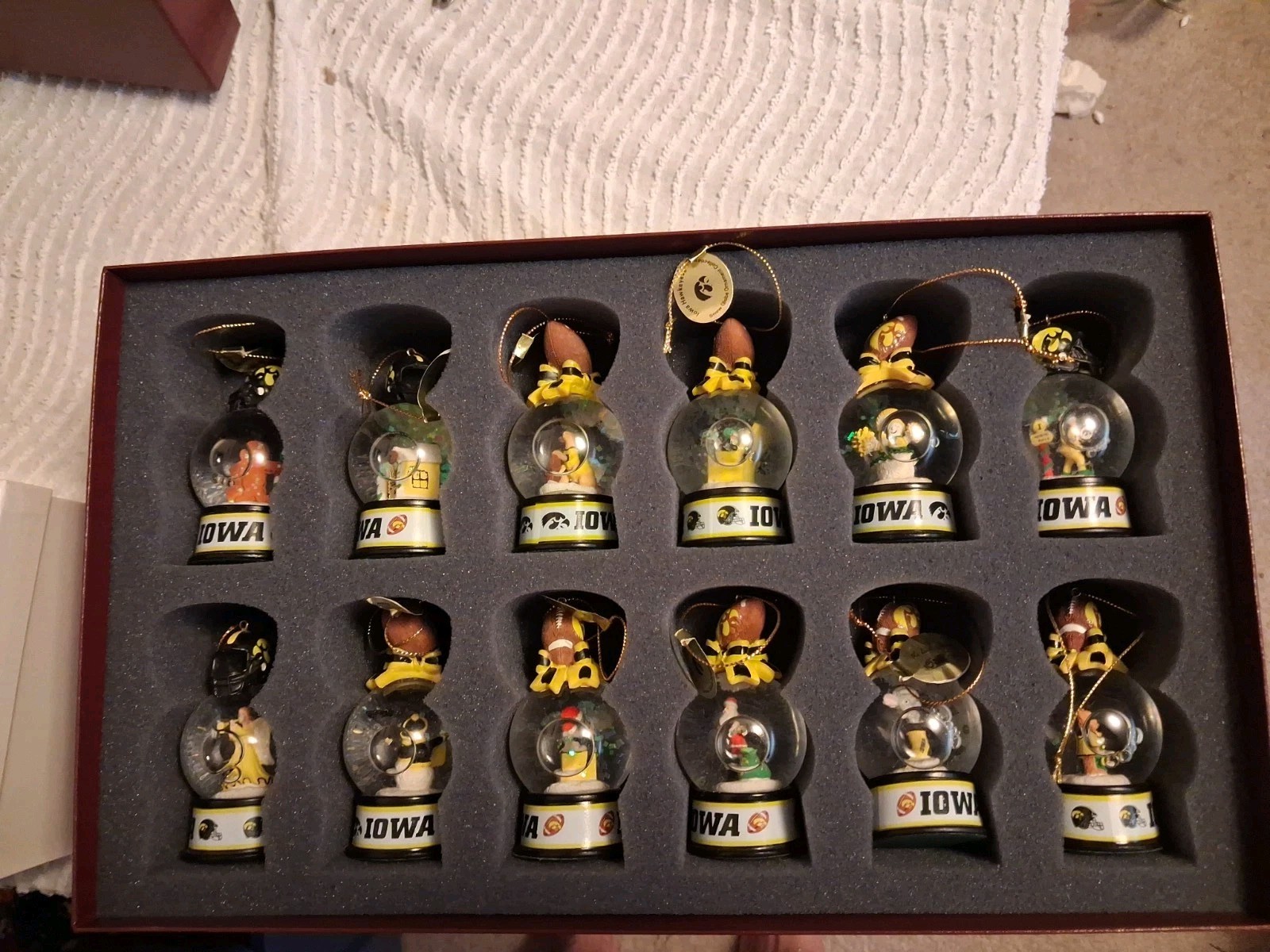 Iowa Hawkeyes 12 Days Of Christmas Miniture Snow Globes Christmas Ornanment Iowa Hawkeyes 12 Days Of Christmas Miniture Snow Globes Christmas Ornanment