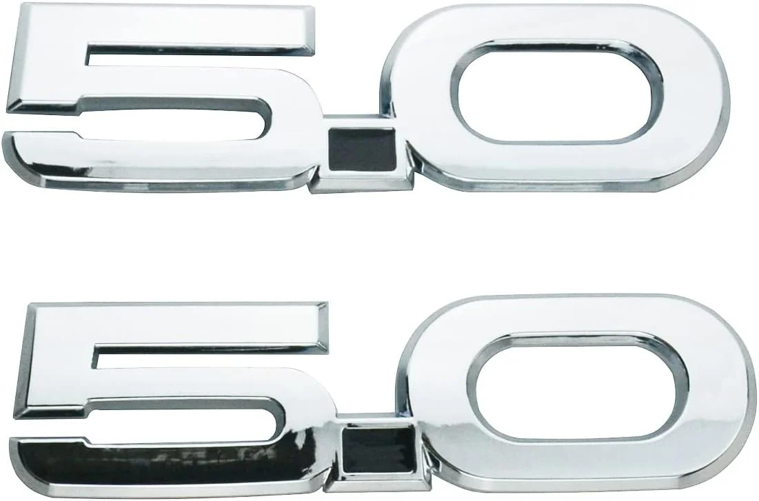 Pair Set 5.0 Emblem Door 3D Fender Side Badge Right Left Decals Stickers Replace