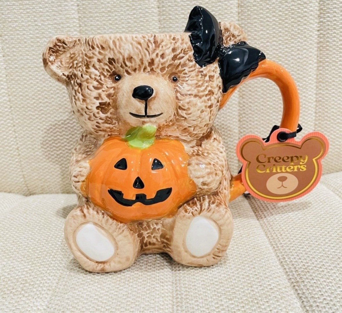 🧡🖤NWT Creepy Critters Ceramic Pumpkin Bear Themed Mug 🧡🖤NWT Creepy Critters Ceramic Pumpkin Bear Themed Mug